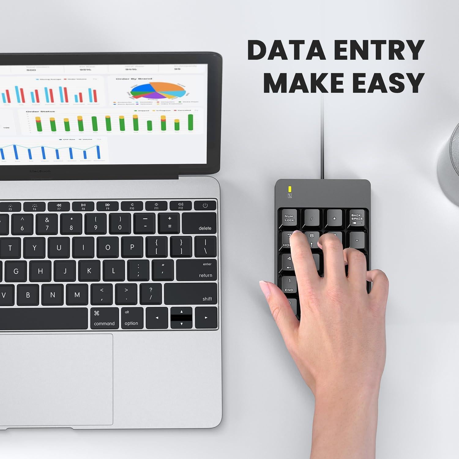 Teclado Numérico USB con Cable TechGarden 19 Teclas Negro