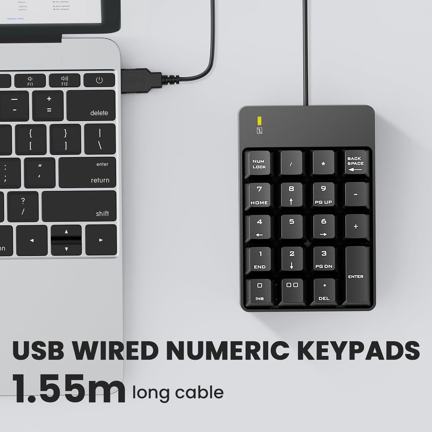 Teclado Numérico USB con Cable TechGarden 19 Teclas Negro
