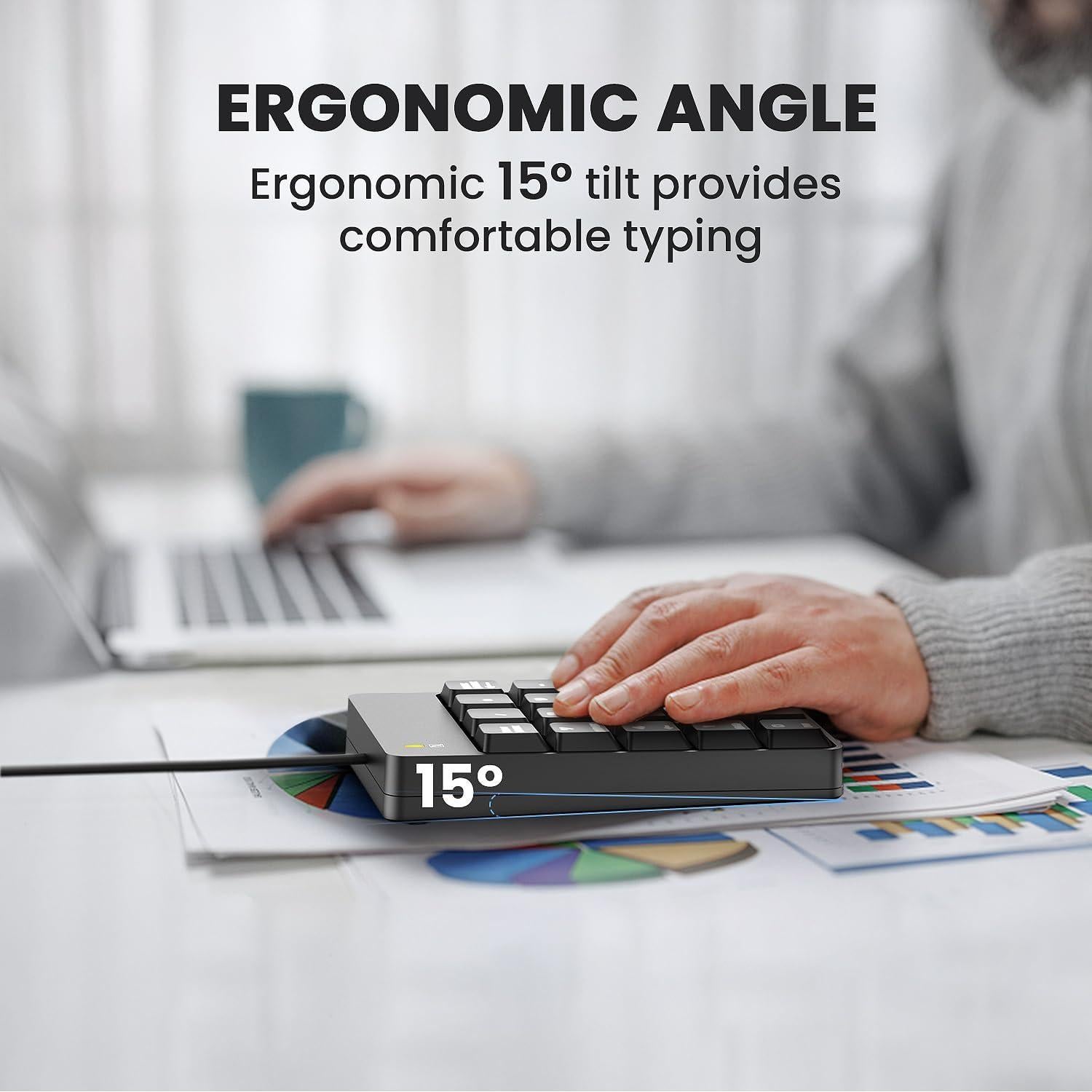 Teclado Numérico USB con Cable TechGarden 19 Teclas Negro