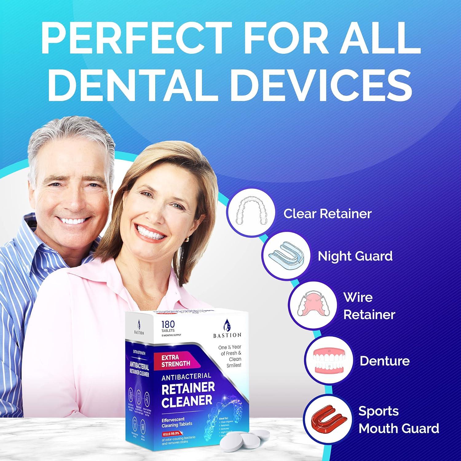 Limpiador de Dispositivos Dentales Bastion 180 Tabletas Efervescentes