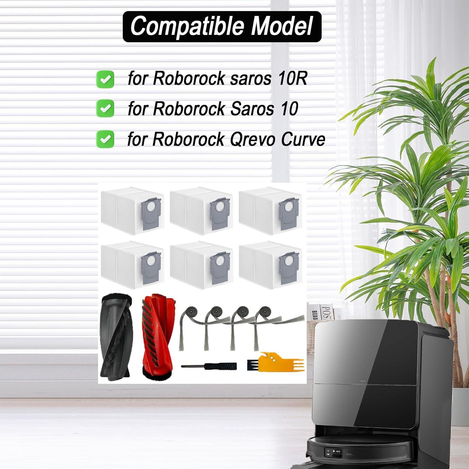 Accesorios para Aspiradora Robot Frexusuent Saros 10R - 1 Cepillo Principal, 6 Bolsas de Polvo, 4 Cepillos Laterales