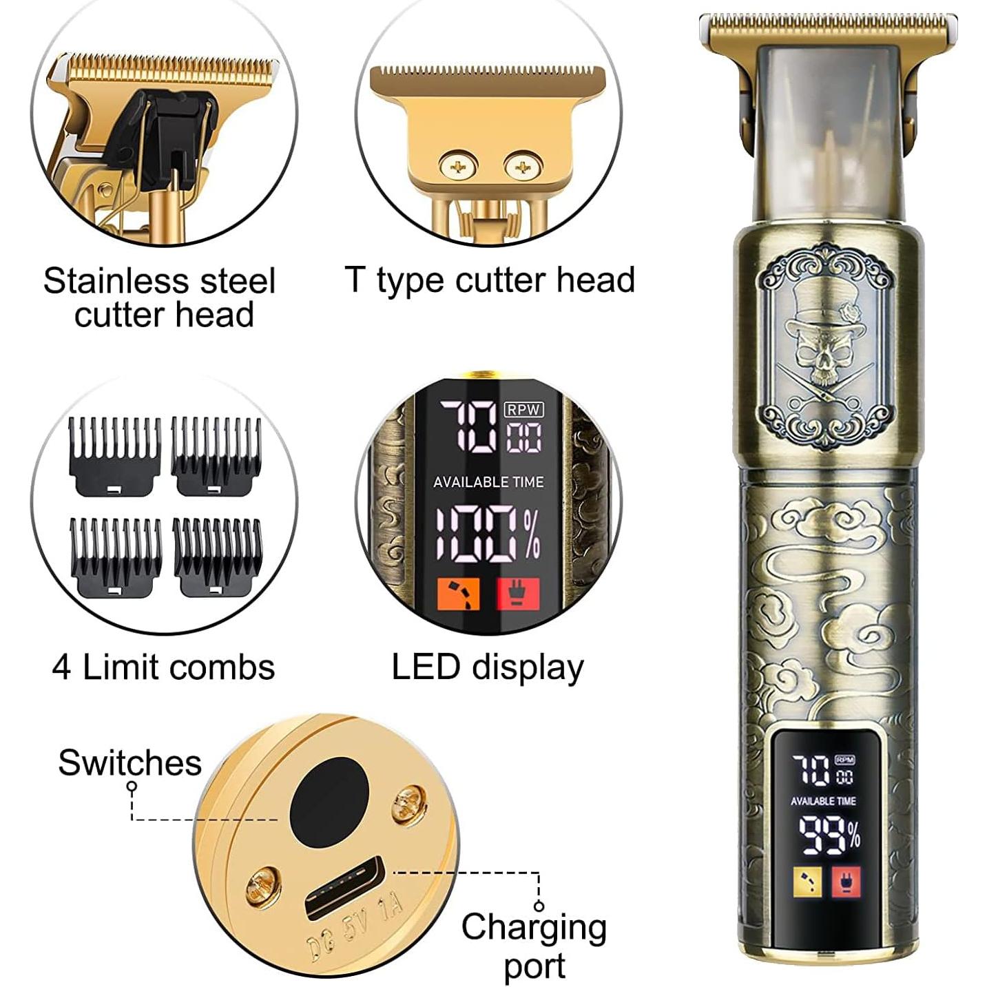 Cortadora de Cabello Inalámbrica Hilandkom LCD 7500 RPM