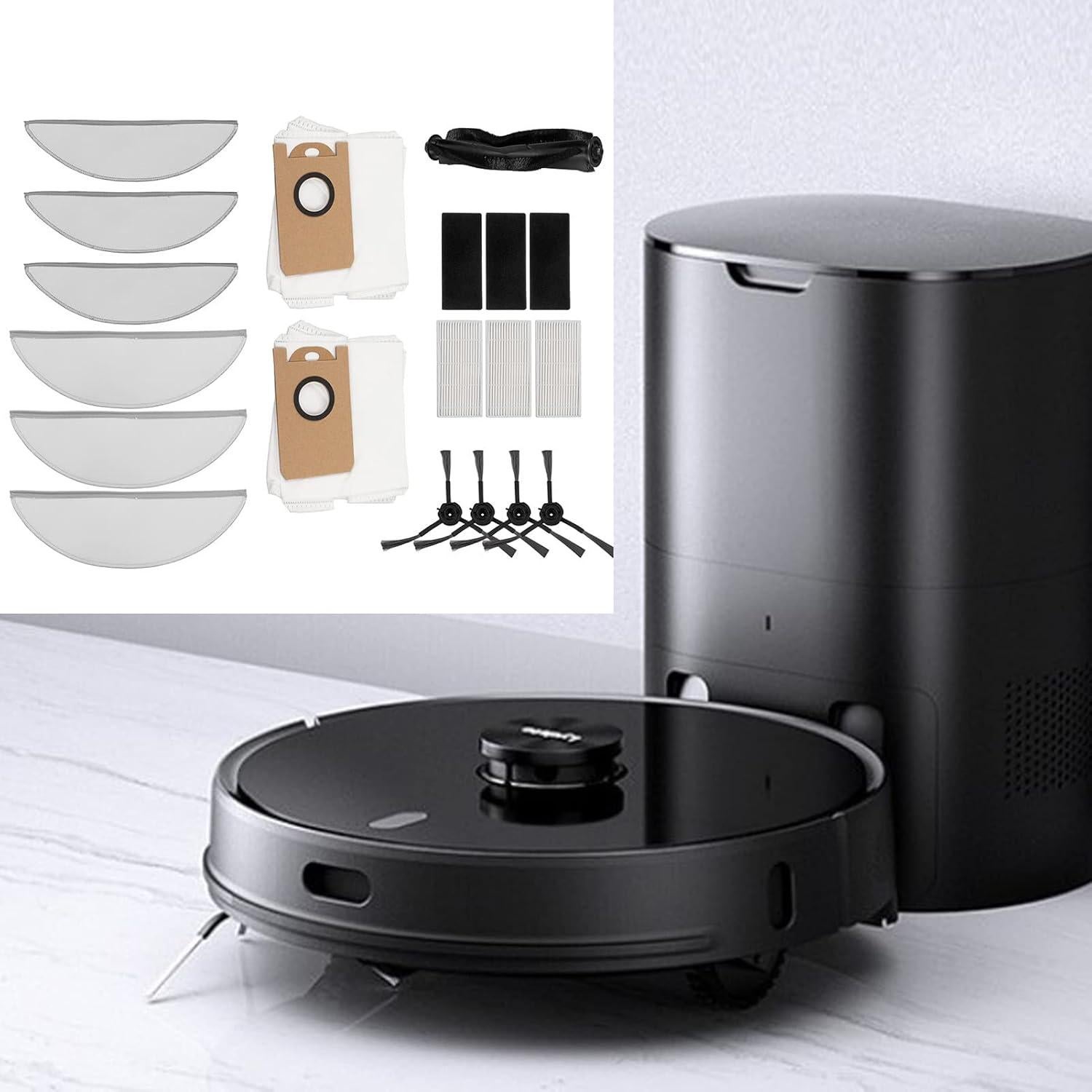 Kit de Accesorios para Aspiradora Robótica Tnfeeon R1 - 4 Cepillos, 3 Filtros, 2 Bolsas