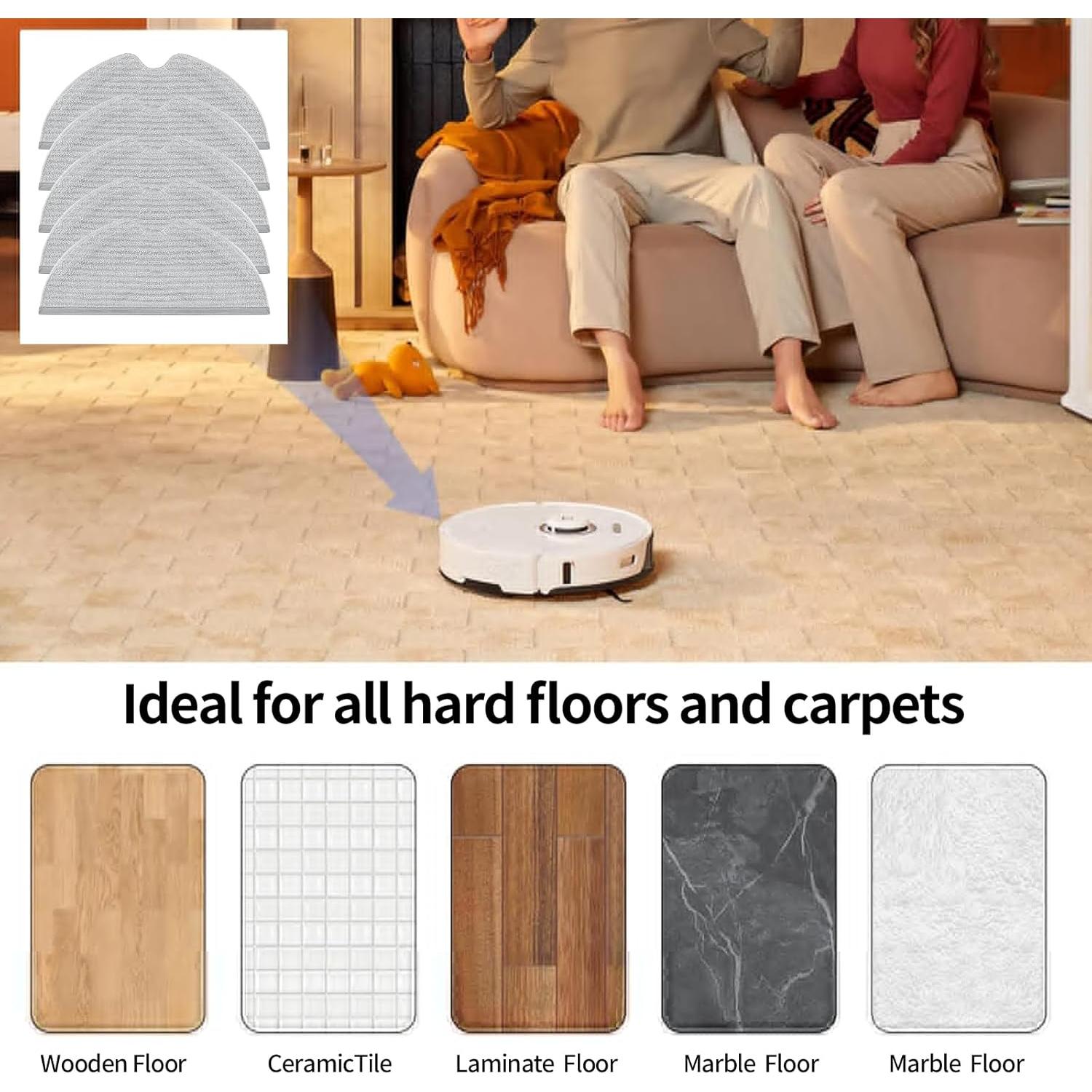 5 Almohadillas de Microfibra Lavables YUYUEMI para Robot D9 L10 Pro