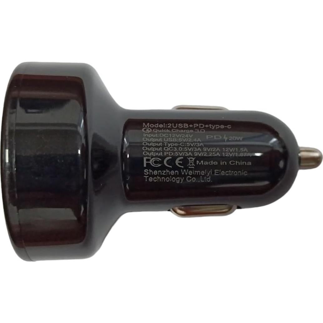 Cargador de Coche 66W 4 Puertos USB PD QC 3.0 - Weimeyi