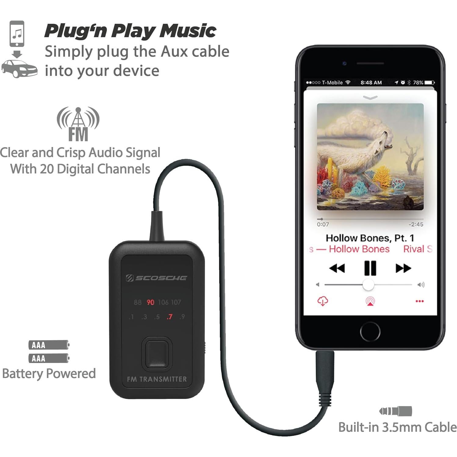 Transmisor FM Estéreo Scosche FMT5 con 20 Frecuencias