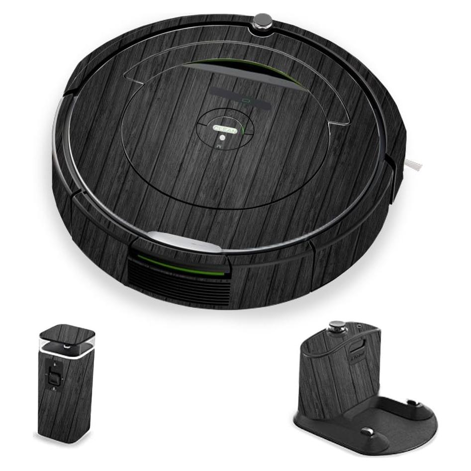 MightySkins Skin Compatible with iRobot Roomba 690 Robot Vacuum - Black Wood | Protective, Durable, and Unique Vinyl Decal wrap Cover | Easy to Apply, Remove, and Change Styles | Made in The USA