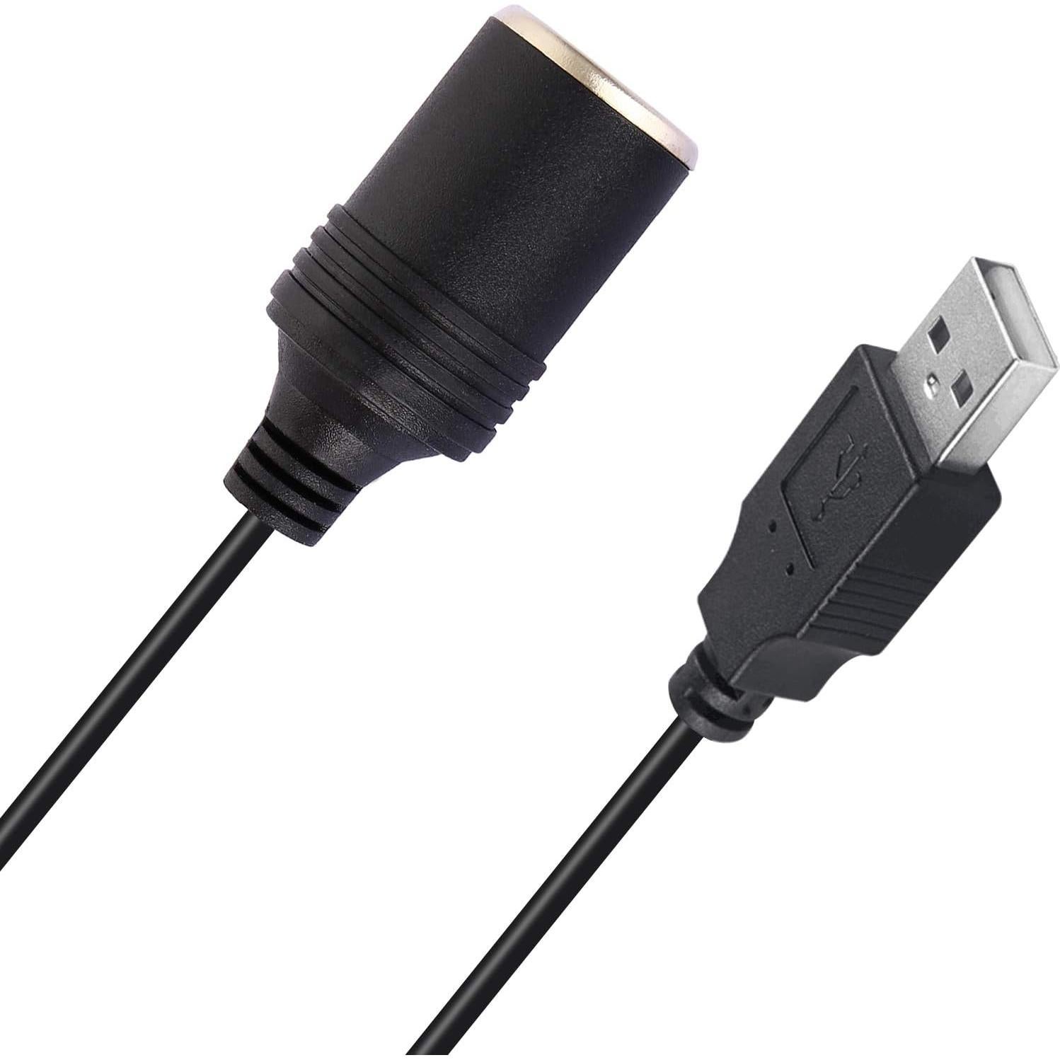 Adaptador USB a Toma de Mechero LIYU 12V 120cm Negro