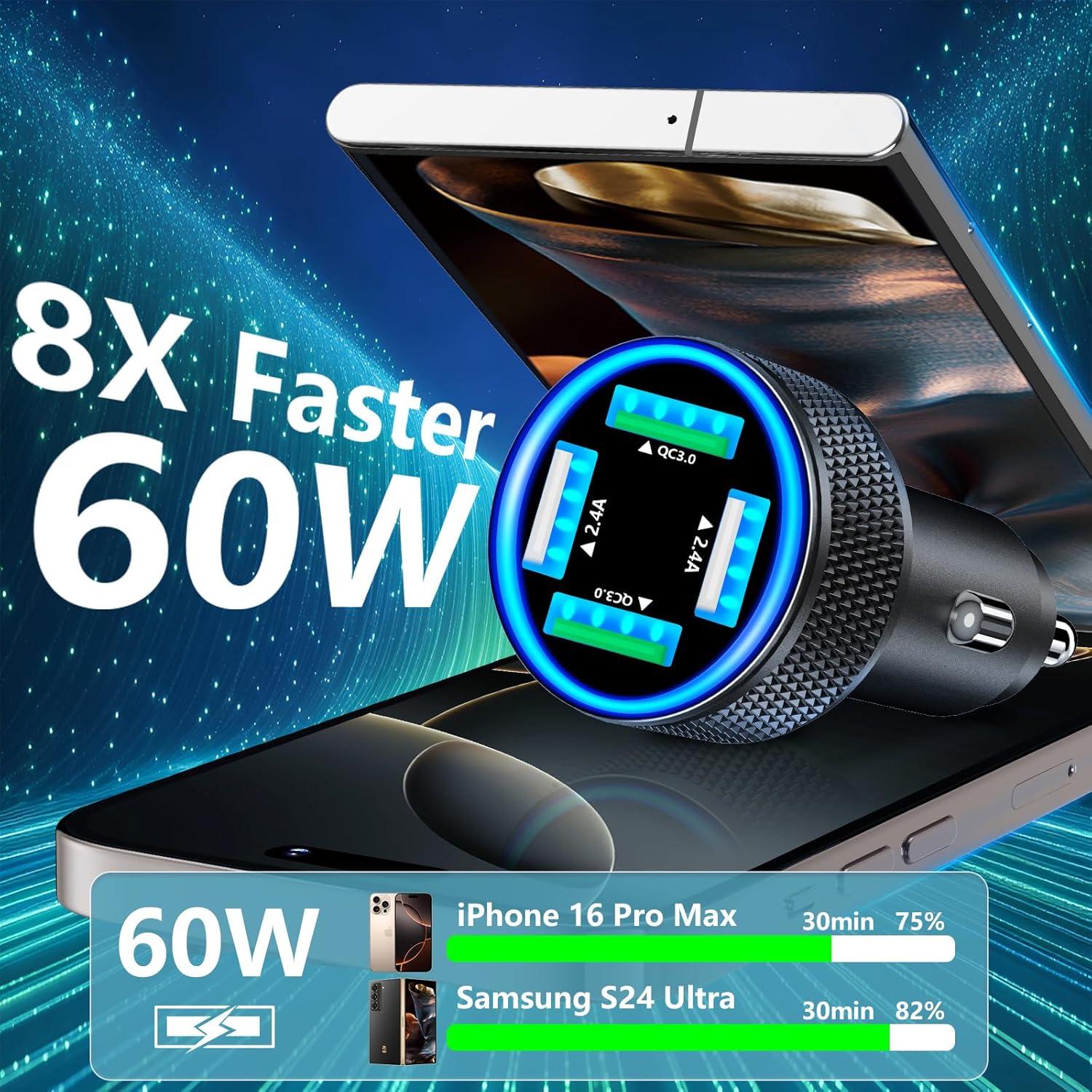 Cargador de Coche Adeqwat 60W Doble USB-A QC3.0 Rápido