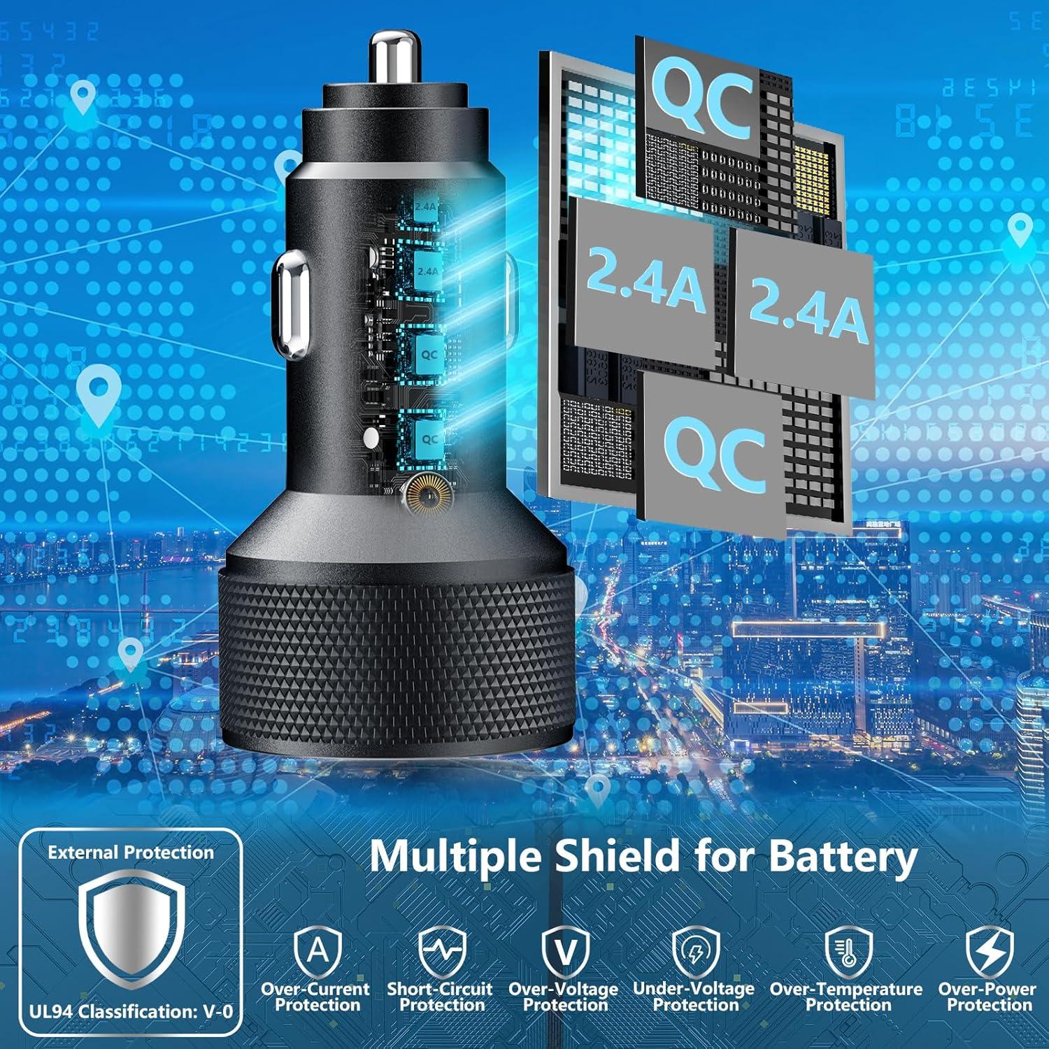 Cargador de Coche Adeqwat 60W Doble USB-A QC3.0 Rápido