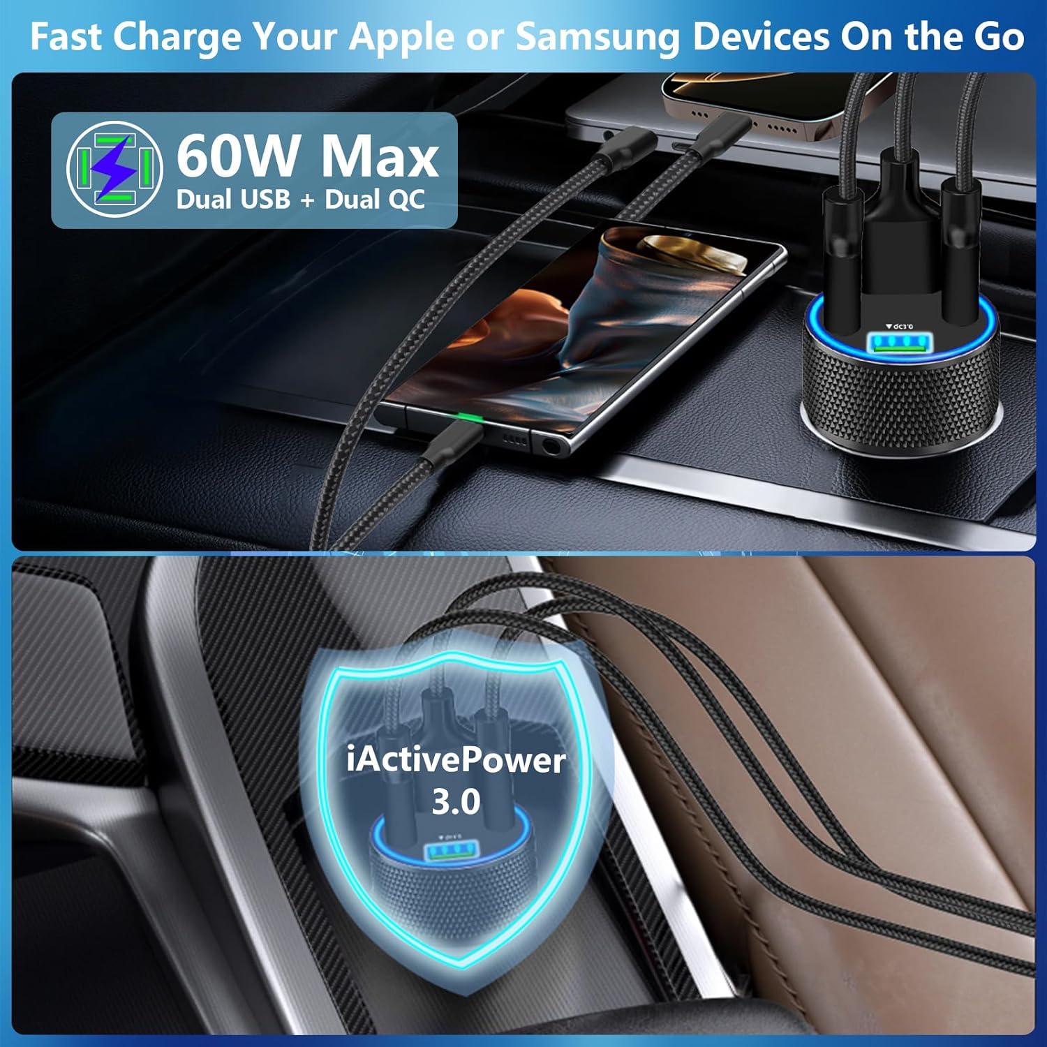 Cargador de Coche Adeqwat 60W Doble USB-A QC3.0 Rápido