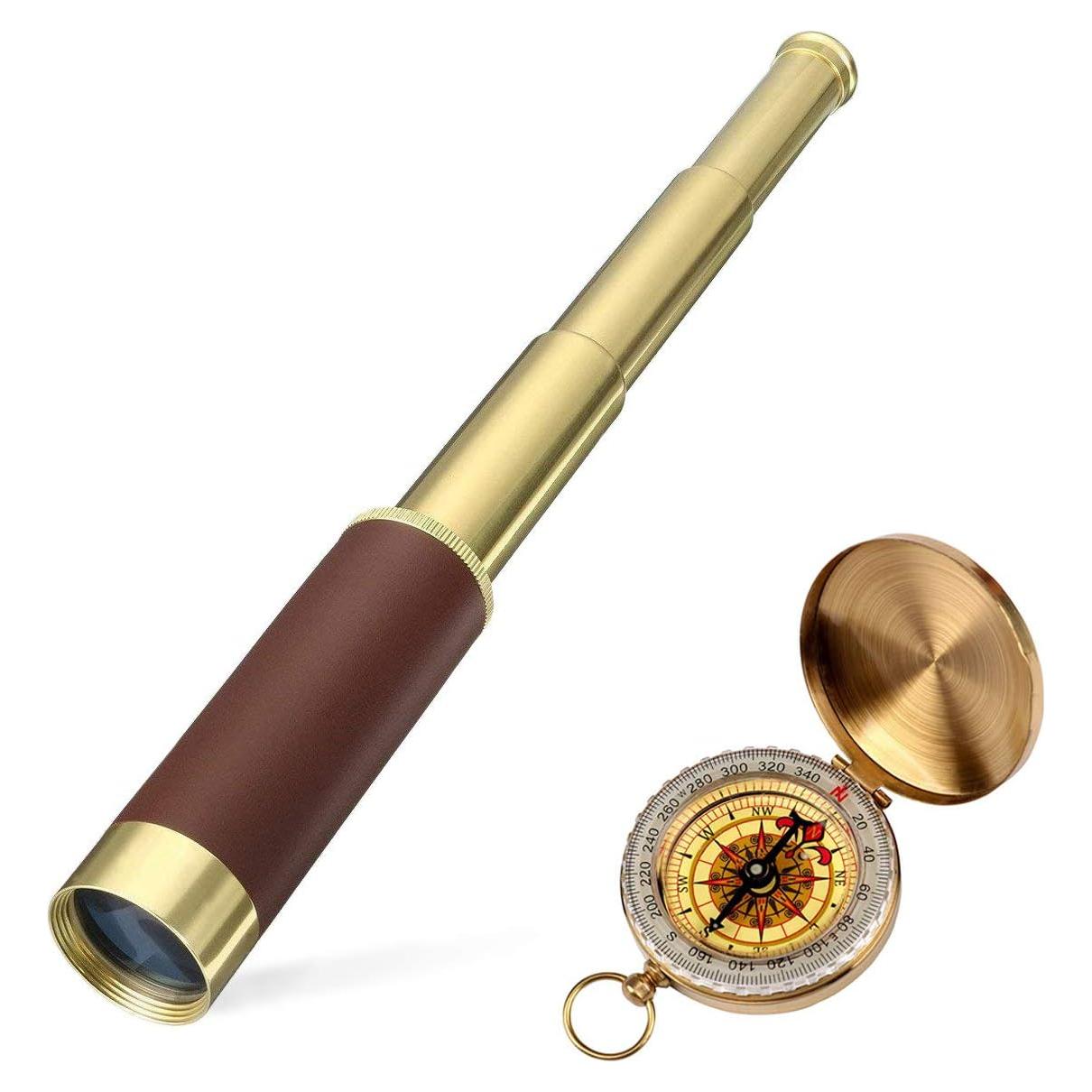 Telescopio Pirata 25x30 Aubric + Brújula de Bolsillo