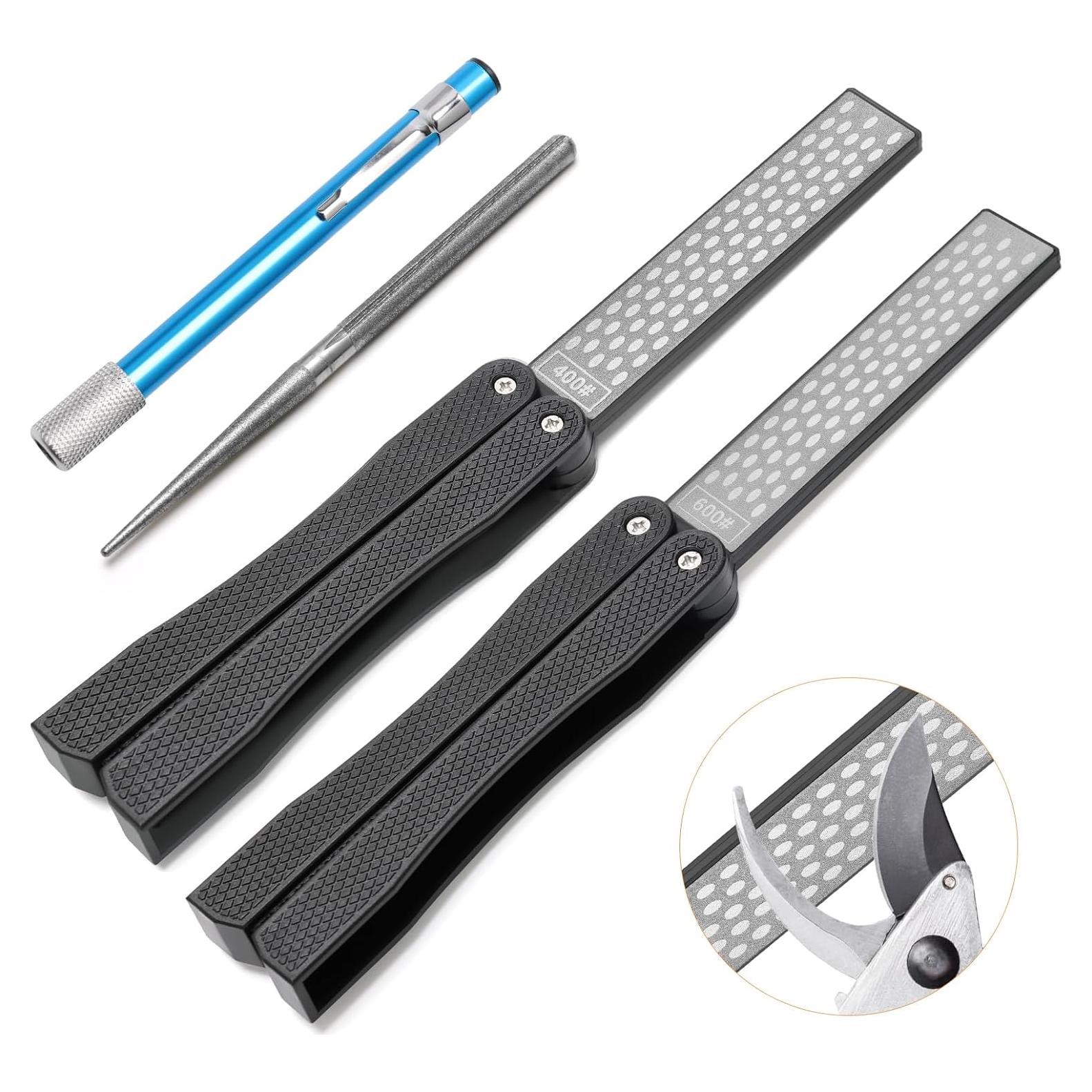 Afilador de herramientas de jardín 3PCS - Diamante doble cara y varilla