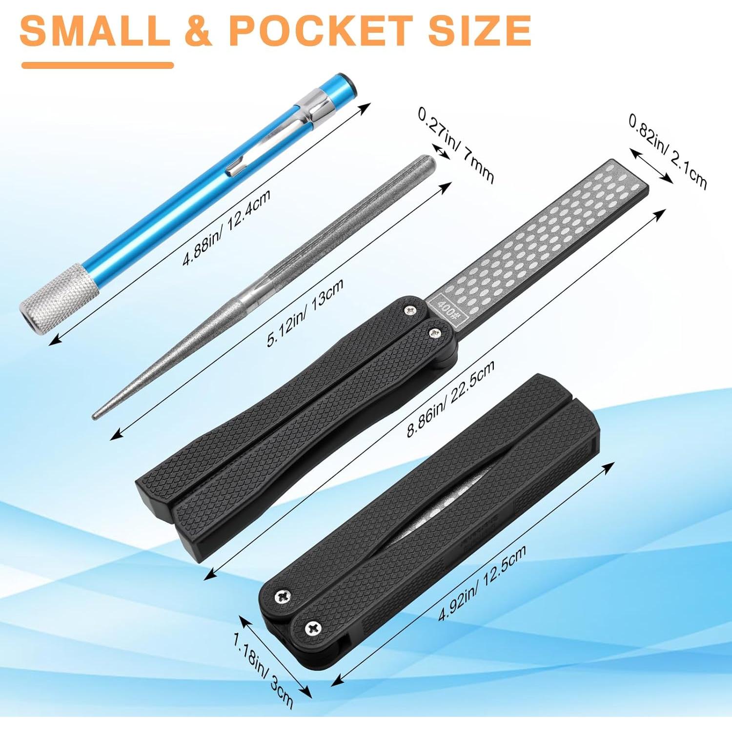 Afilador de herramientas de jardín 3PCS - Diamante doble cara y varilla