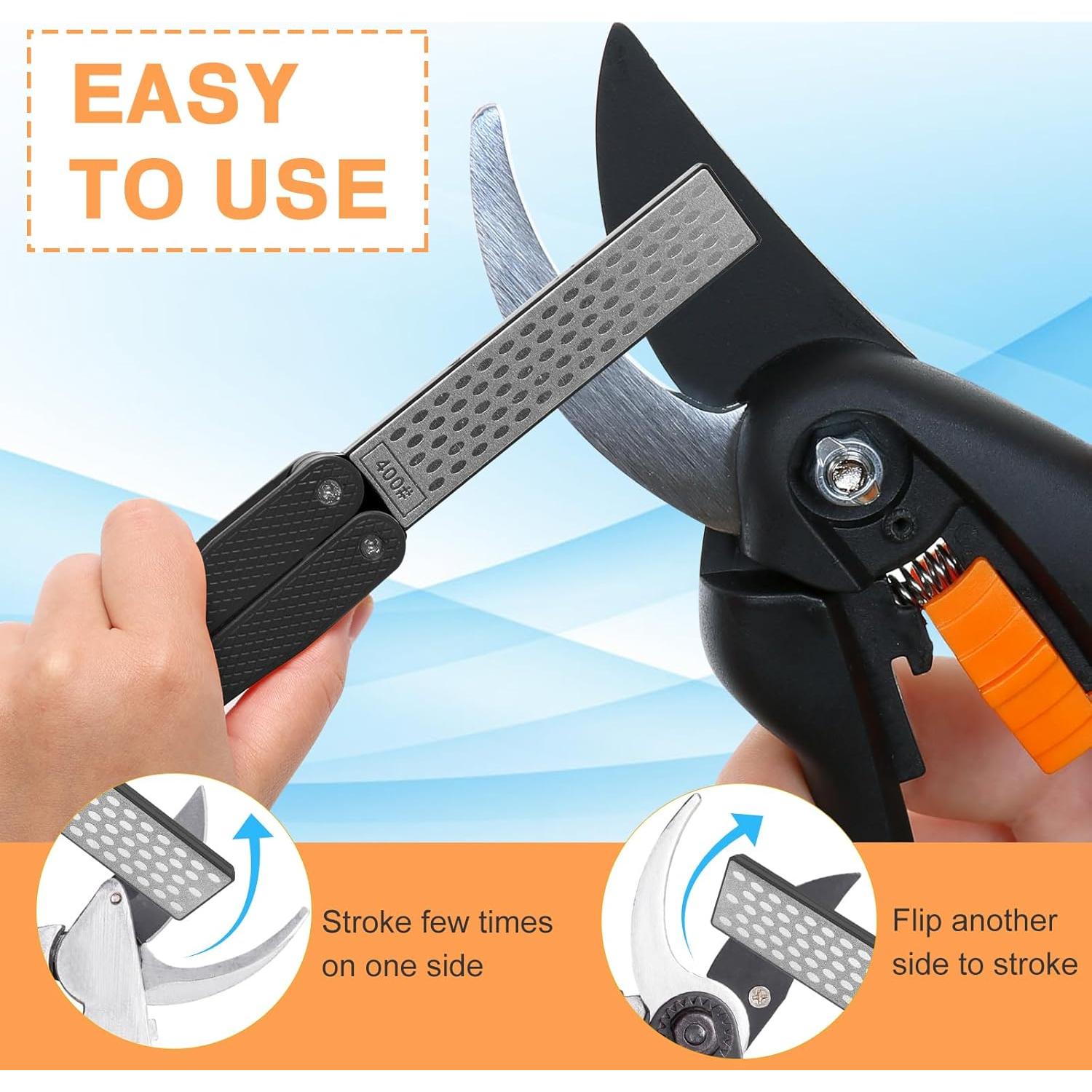 Afilador de herramientas de jardín 3PCS - Diamante doble cara y varilla