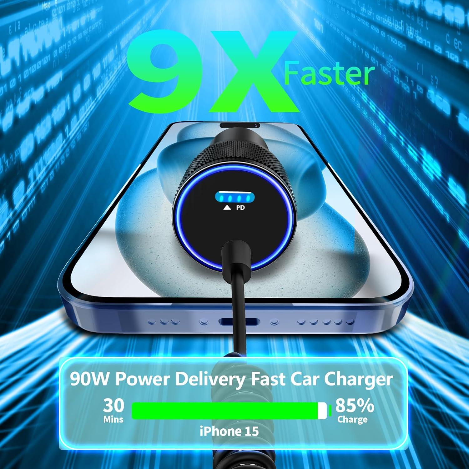 Cargador Rápido Auto Linocell 90W USB-C para iPhone 16