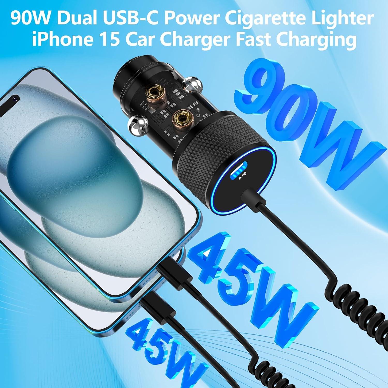 Cargador Rápido Auto Linocell 90W USB-C para iPhone 16