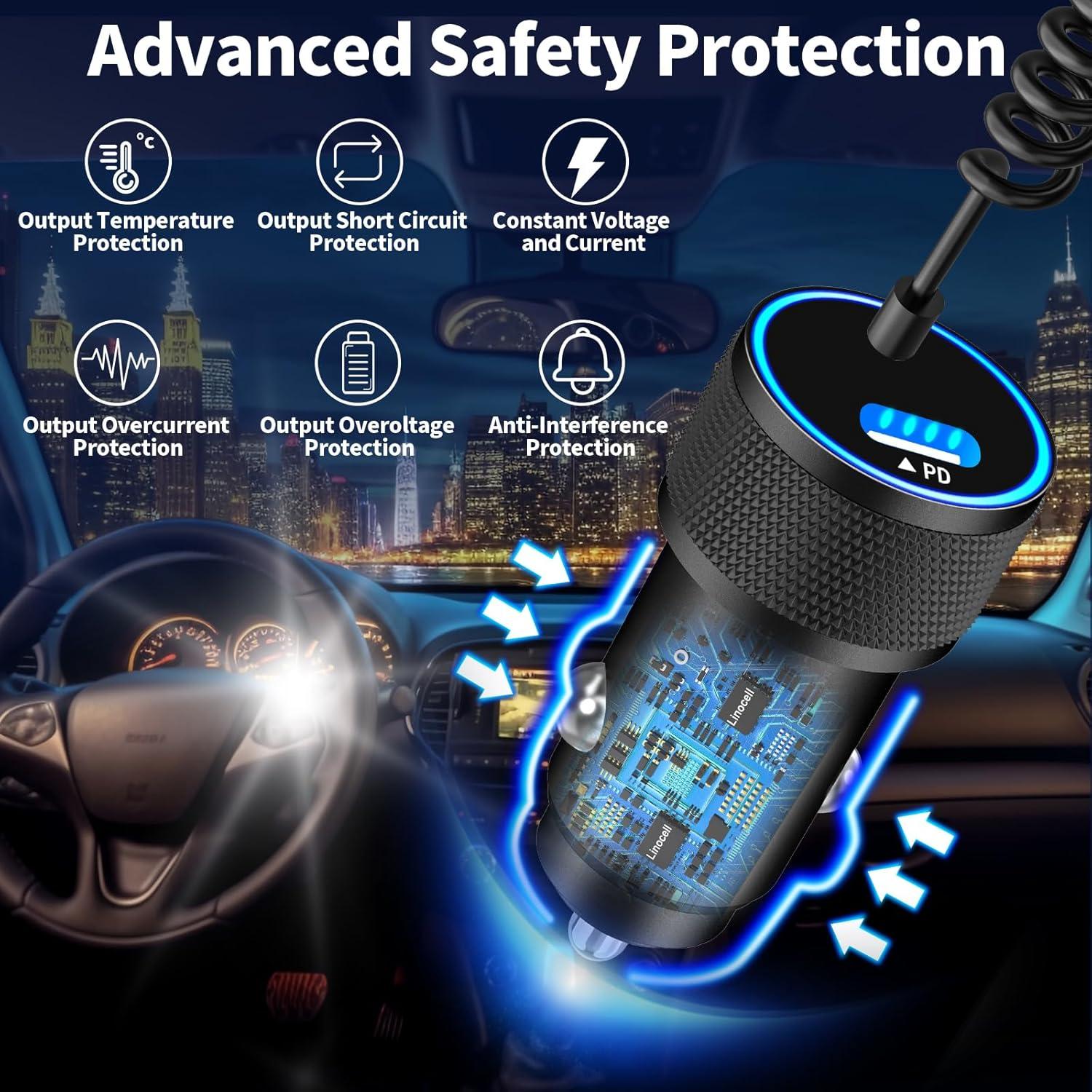 Cargador Rápido Auto Linocell 90W USB-C para iPhone 16