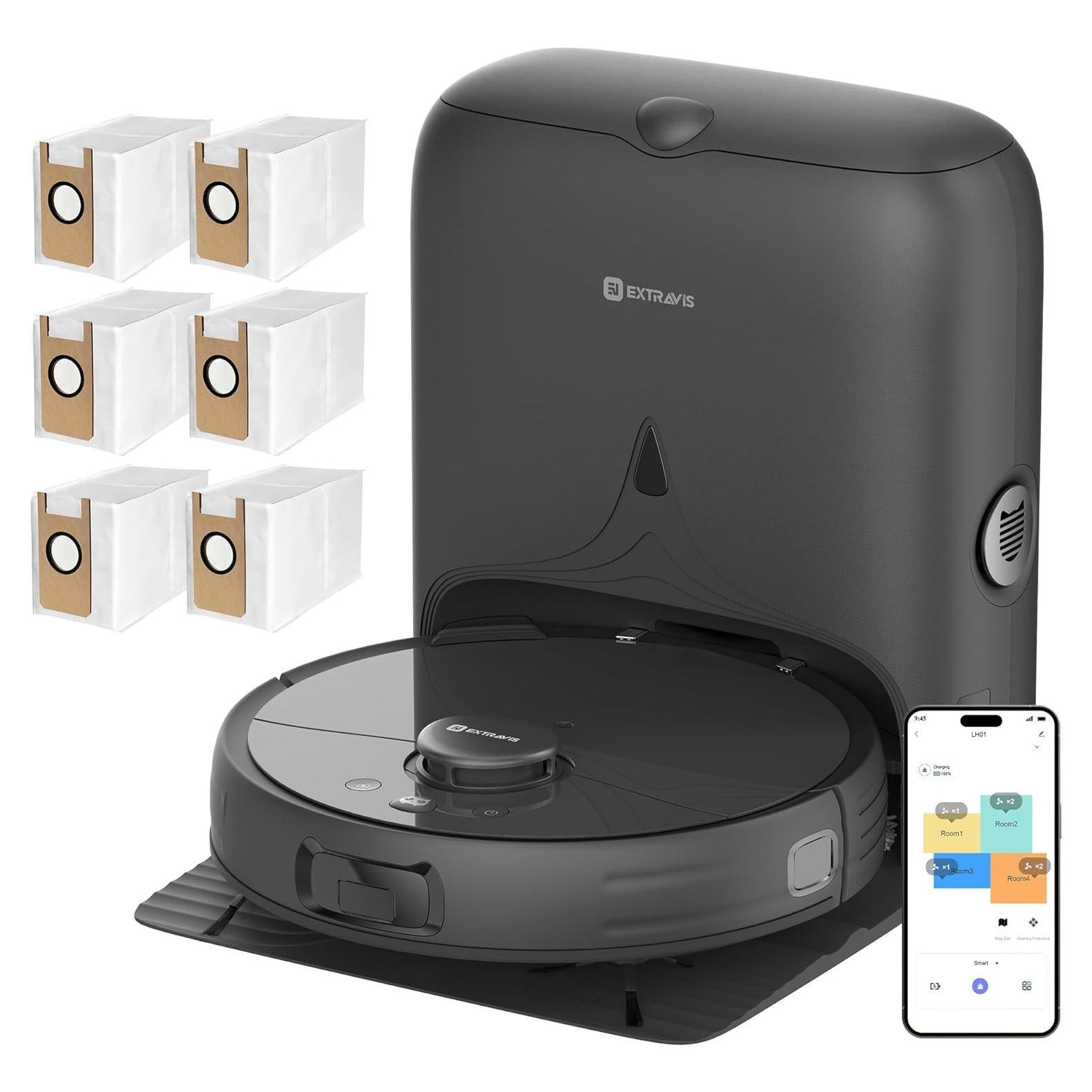 V5 Robot Vacuum and Mop with Self-Empty Base + 6 Pack Dust Bags