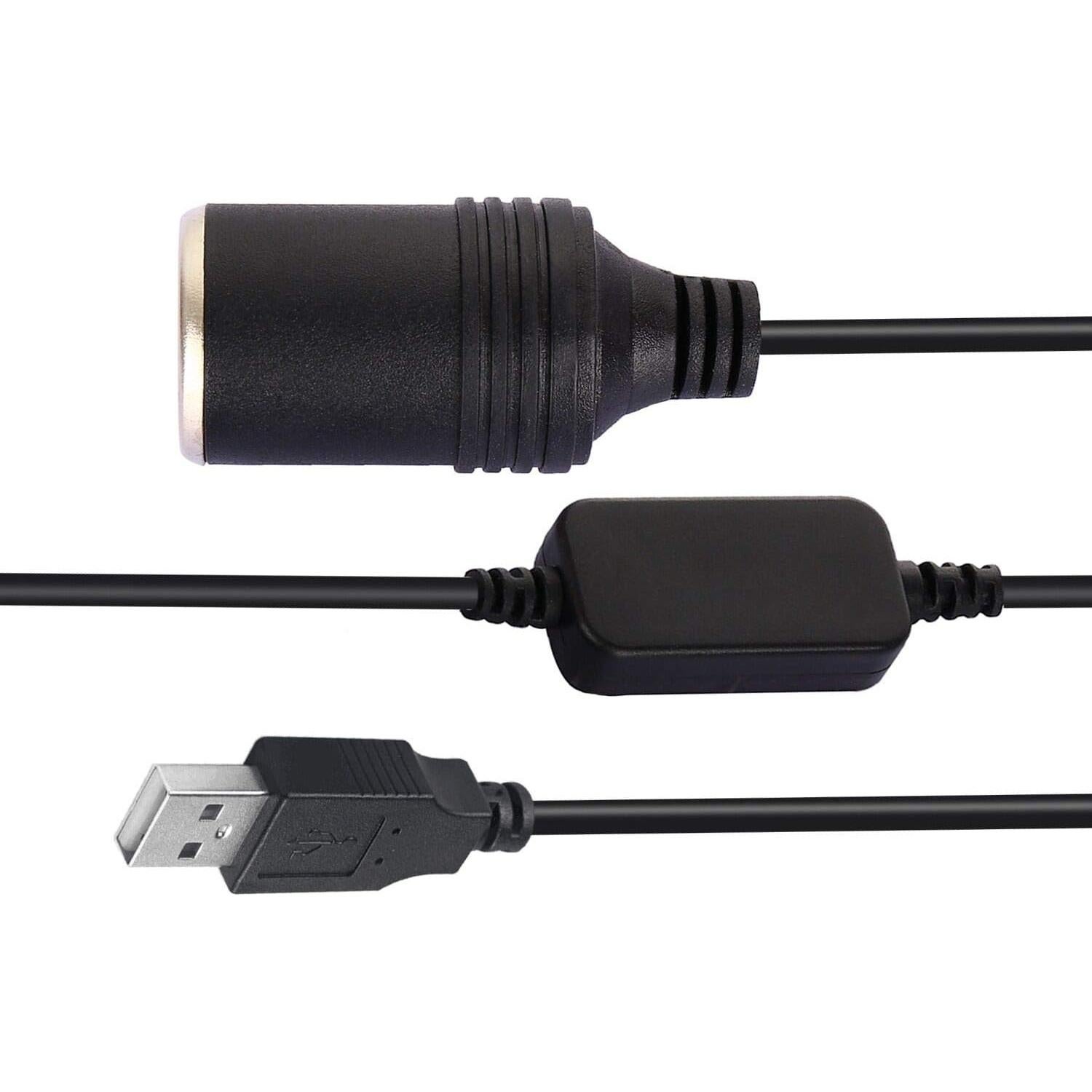 Adaptador USB A macho 12V para encendedor de coche 60 cm