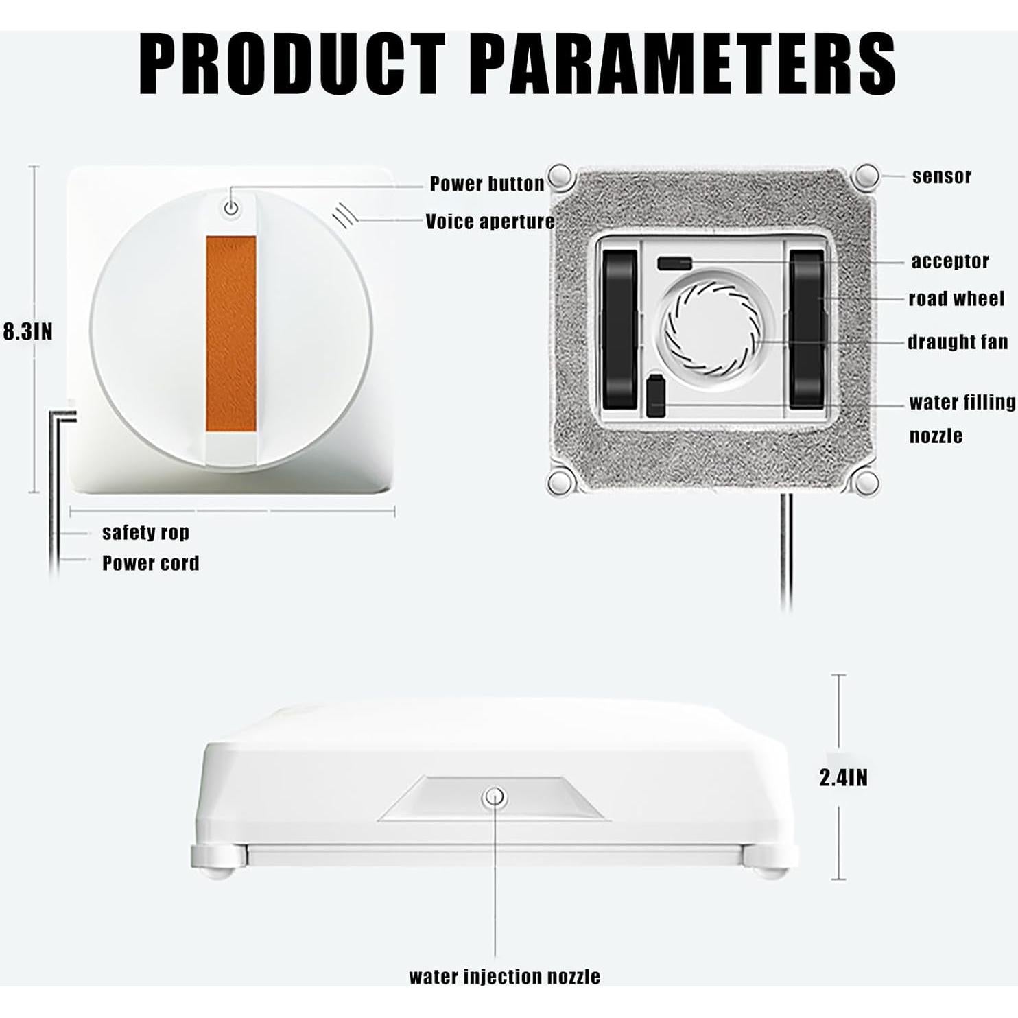 Robot Limpiador de Ventanas Tesrin 2500Pa Blanco 5.9kg