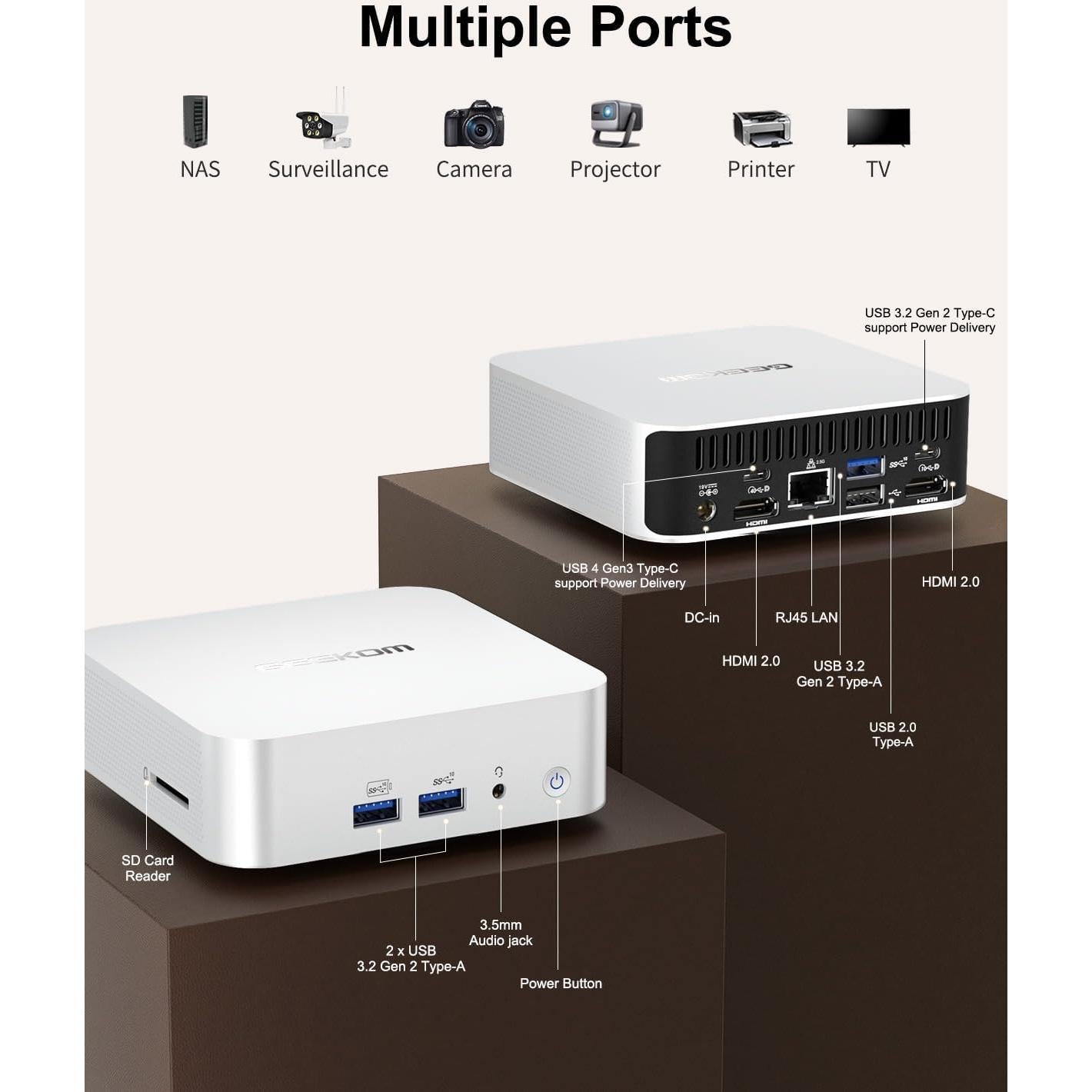 Mini PC GEEKOM A7, Ryzen 9 7940HS, 32GB RAM, 2TB SSD