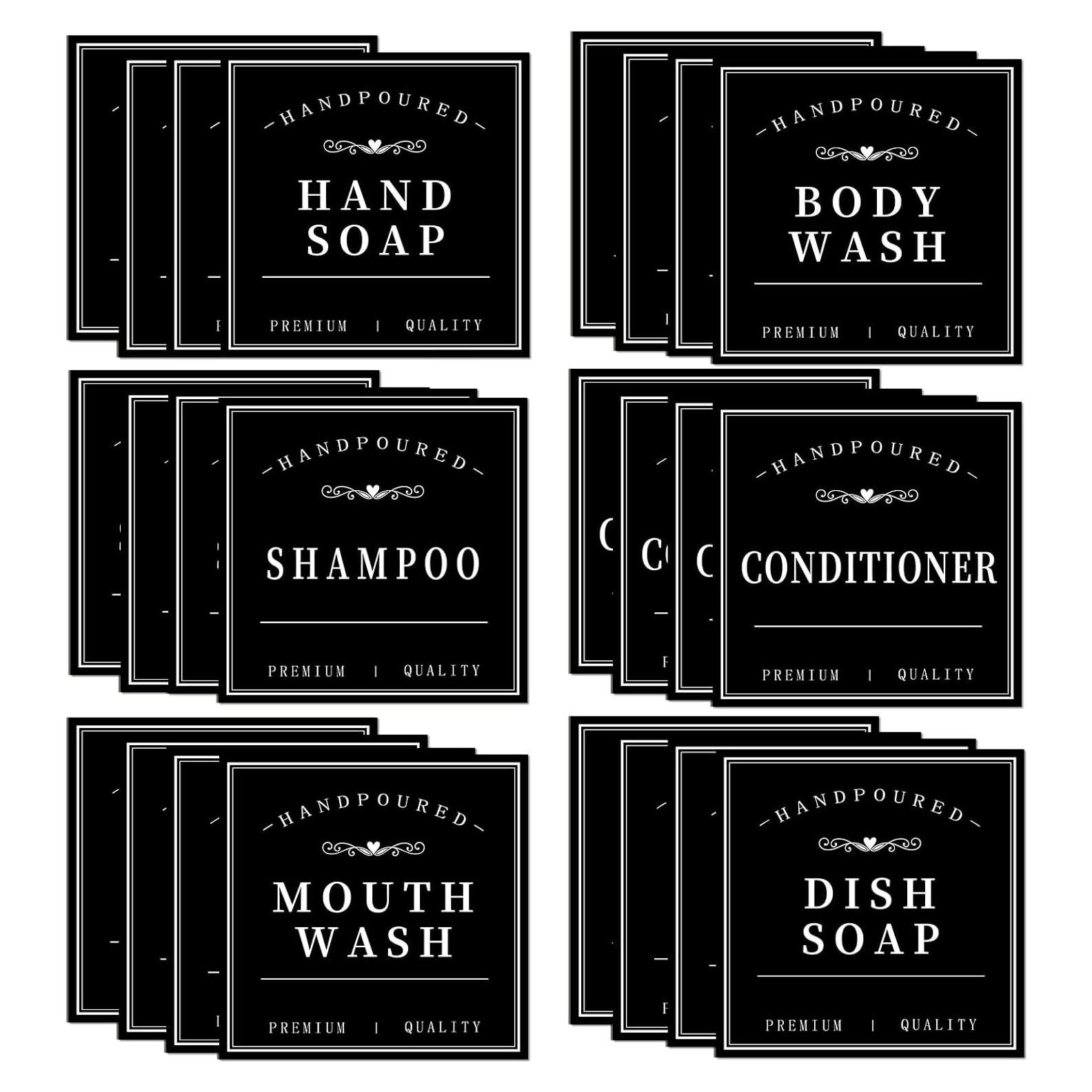 Etiquetas Impermeables para Botellas HVSWLY - 24 Piezas Negras