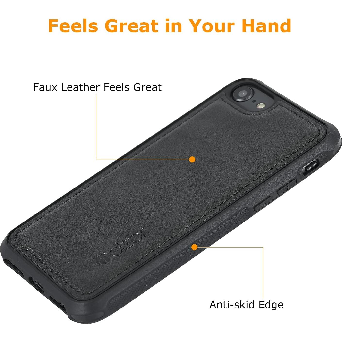 Funda Molzar MAG para iPhone SE 2022/2020/8/7/6s/6, Negra