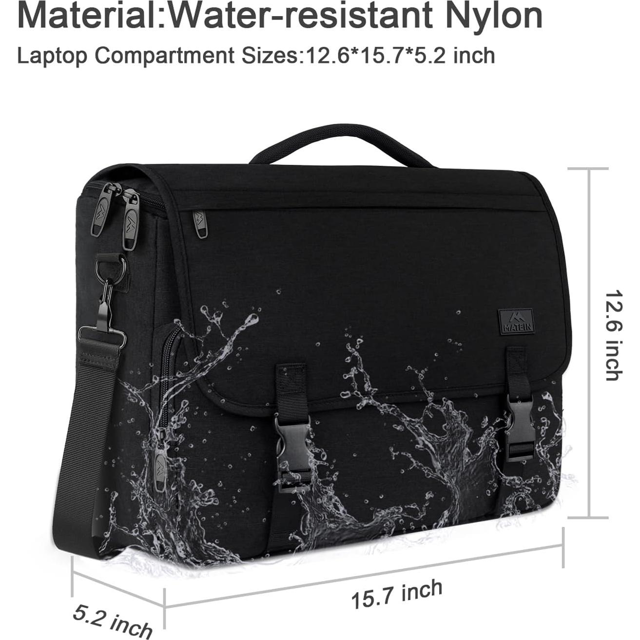 MATEIN Bolsa Mensajera Negra 15.6" Resistente al Agua