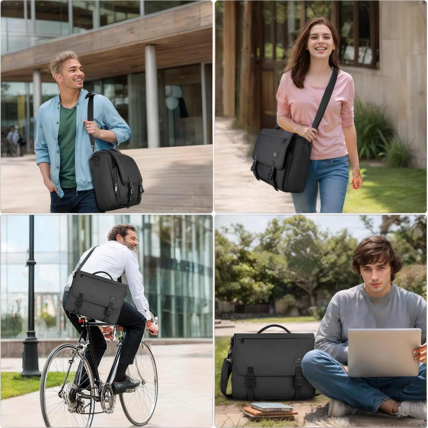 MATEIN Bolsa Mensajera Negra 15.6" Resistente al Agua