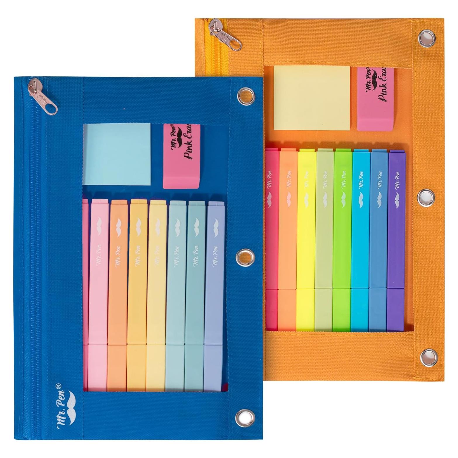 Estuche de Lápices Mr. Pen 2 Paquete Azul y Naranja