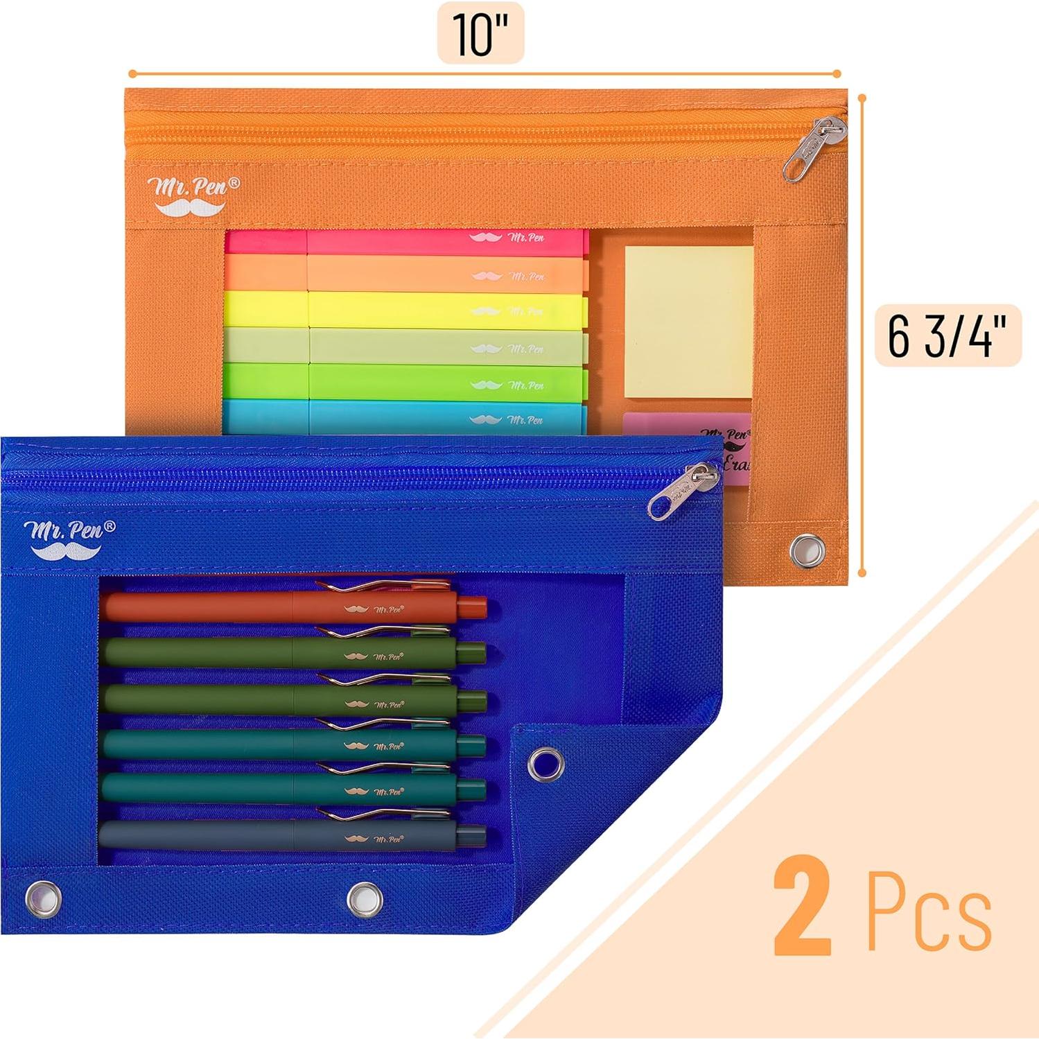 Estuche de Lápices Mr. Pen 2 Paquete Azul y Naranja