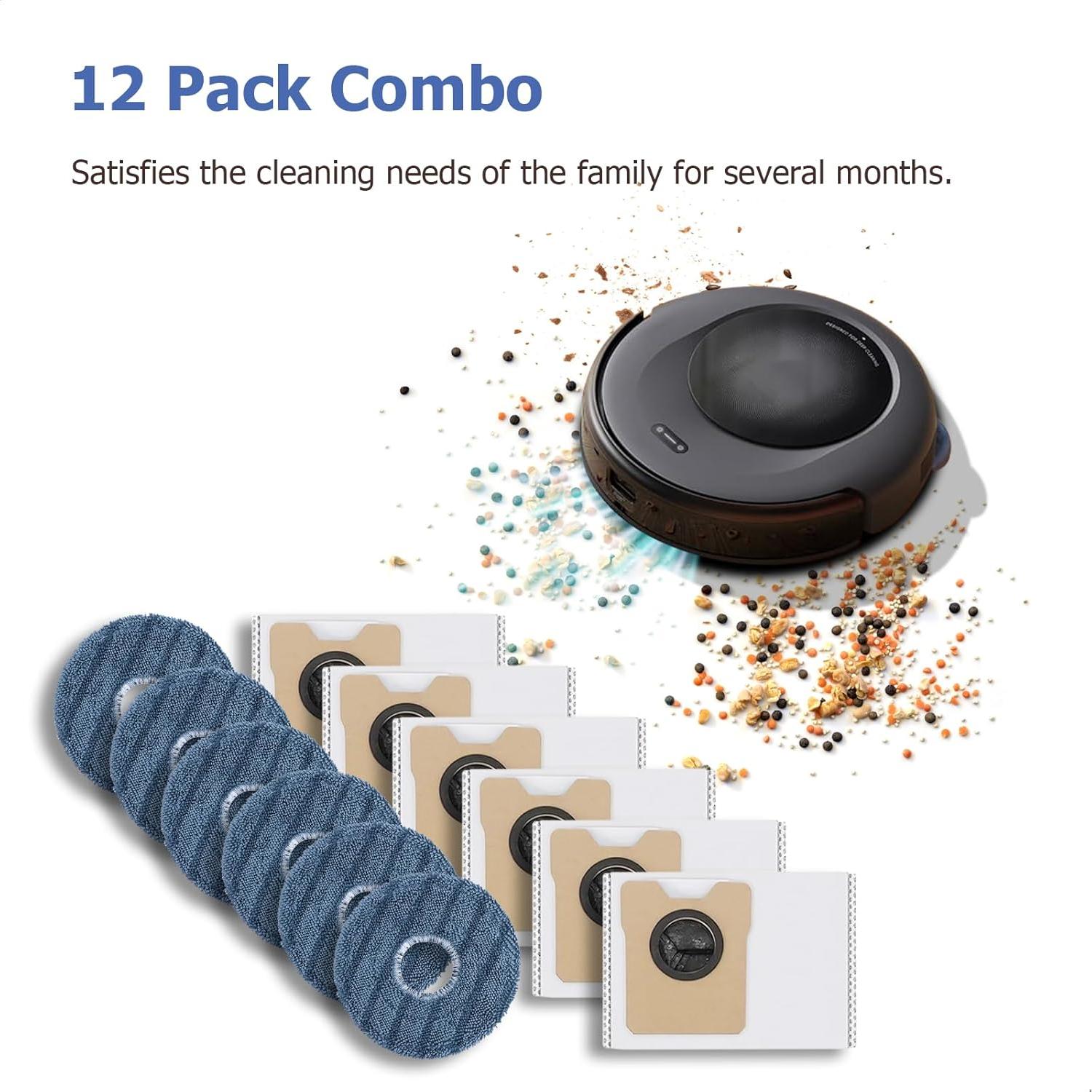 Repuestos eufy C20 Omni: 6 Bolsas de Polvo + 6 Almohadillas