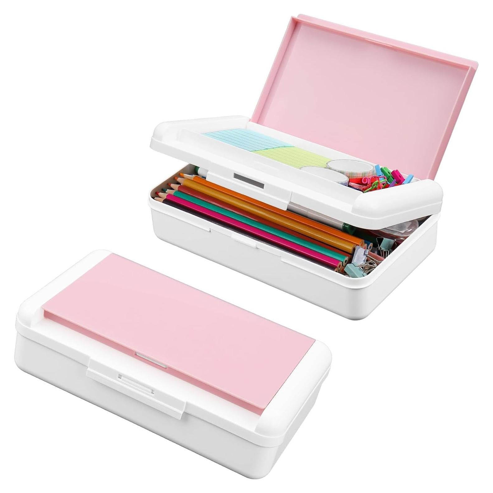 Estuche de Lápices Meiikun Doble Capa Rosa 20.57x11.94cm