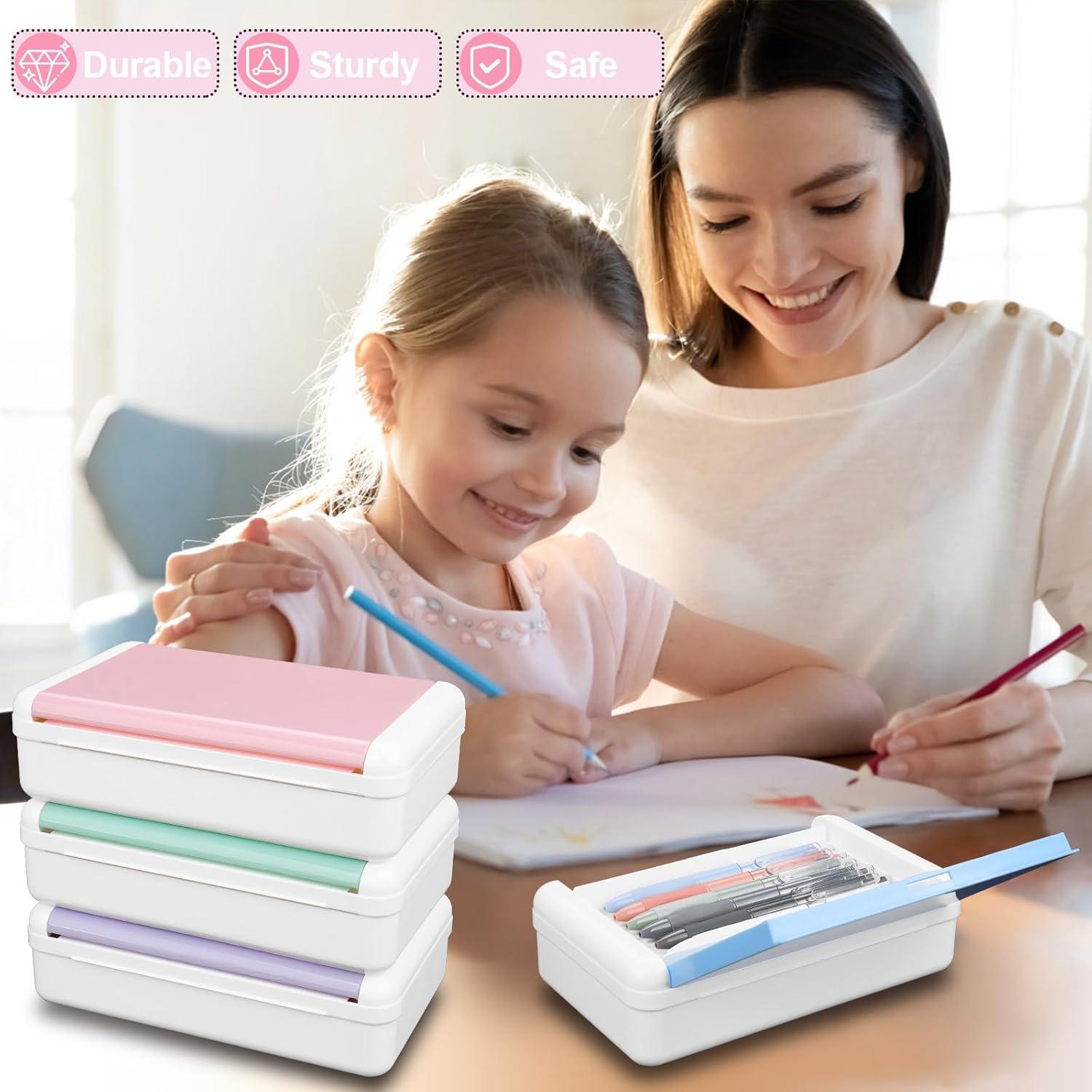 Estuche de Lápices Meiikun Doble Capa Rosa 20.57x11.94cm