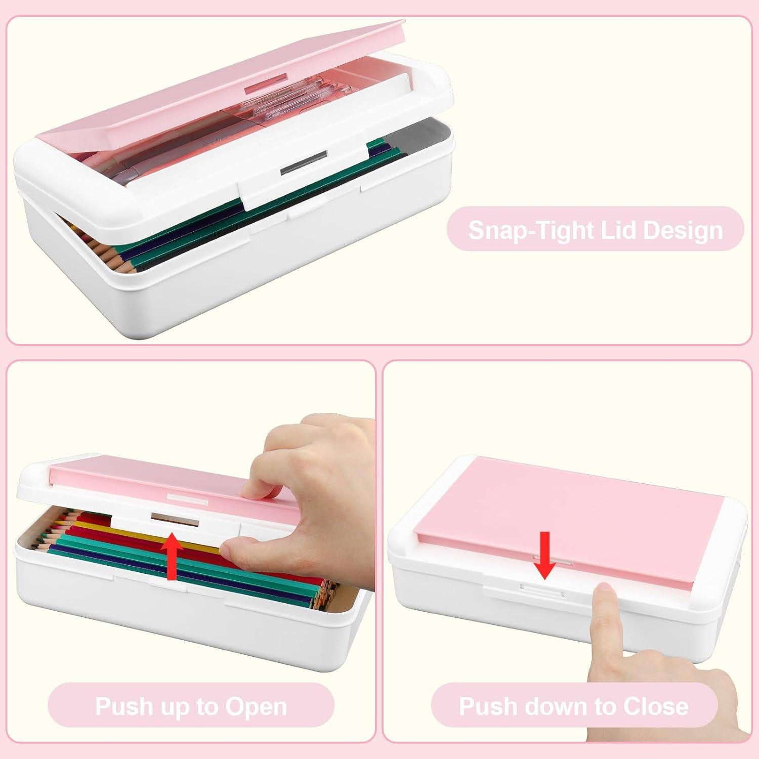 Estuche de Lápices Meiikun Doble Capa Rosa 20.57x11.94cm