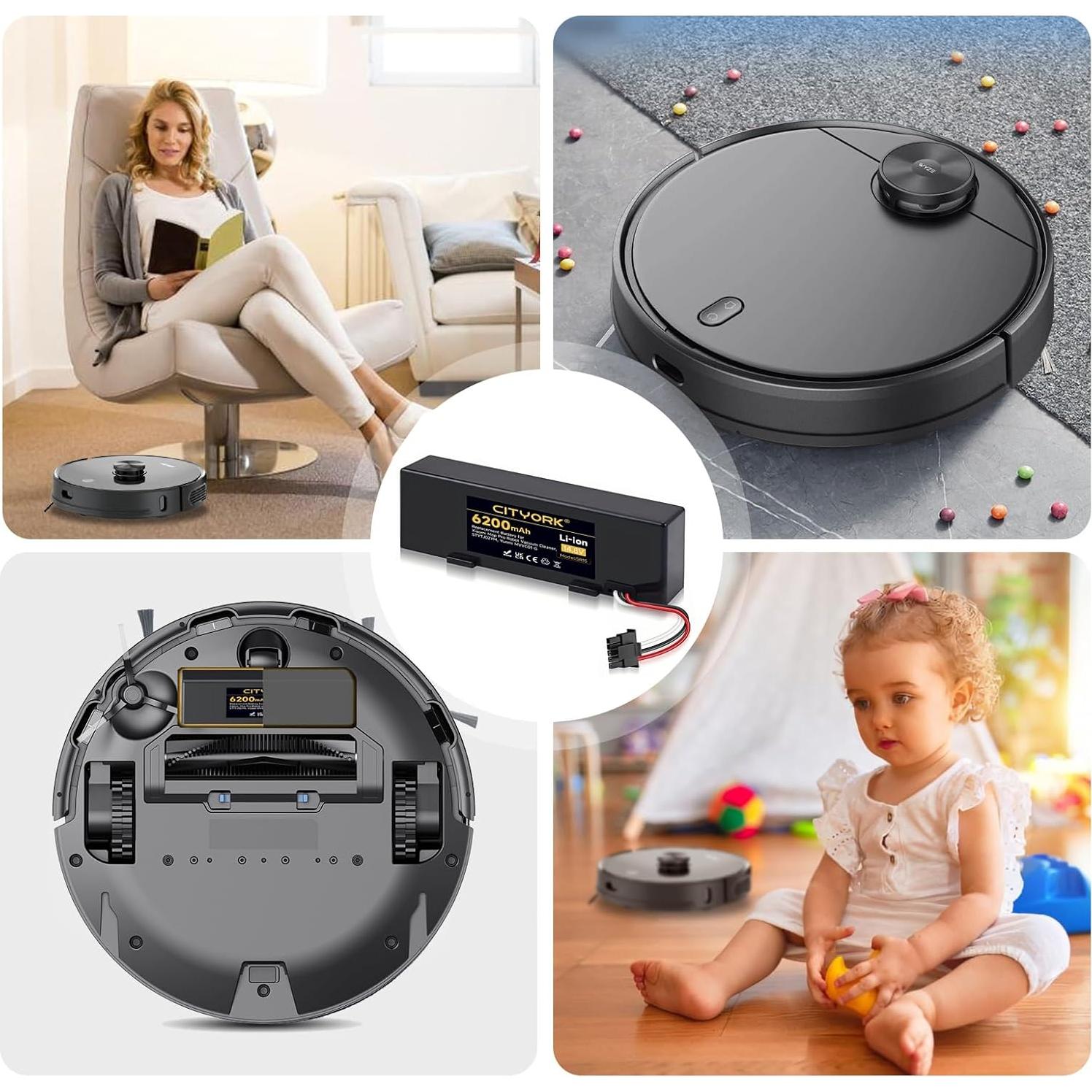 Replacement Battery for Wyze Robot WVCR200S Vacuum, for Xiaomi STYTJ02YM, Xiaomi Mop P/Mop Pro/Xiaomi Mop 2S, Haier JX37, Yunmi MVVC01-G Pro, Conga 3290 3390 3490 Vacuum Cleaner, 14.8V