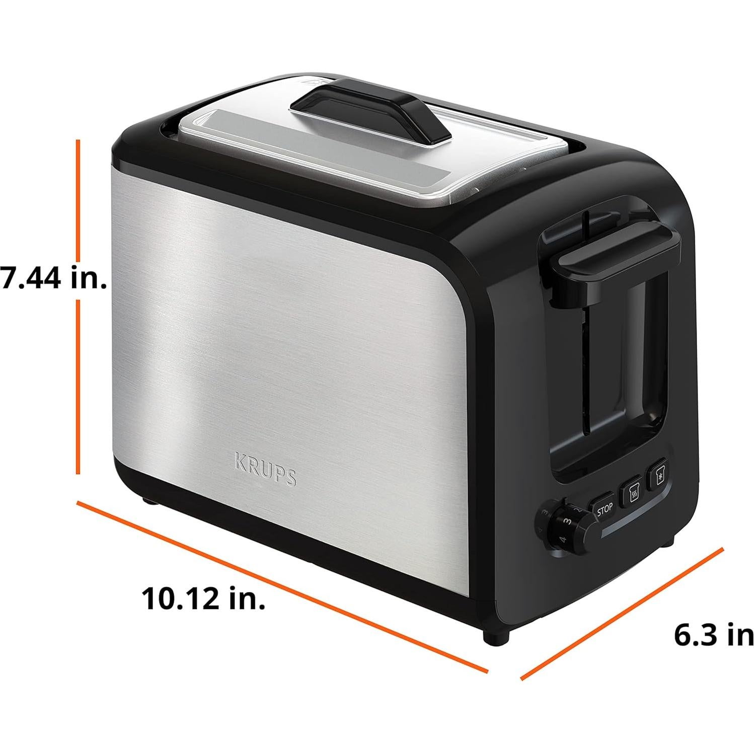 Tostadora KRUPS de 2 Rebanadas Acero Inoxidable 7 Niveles