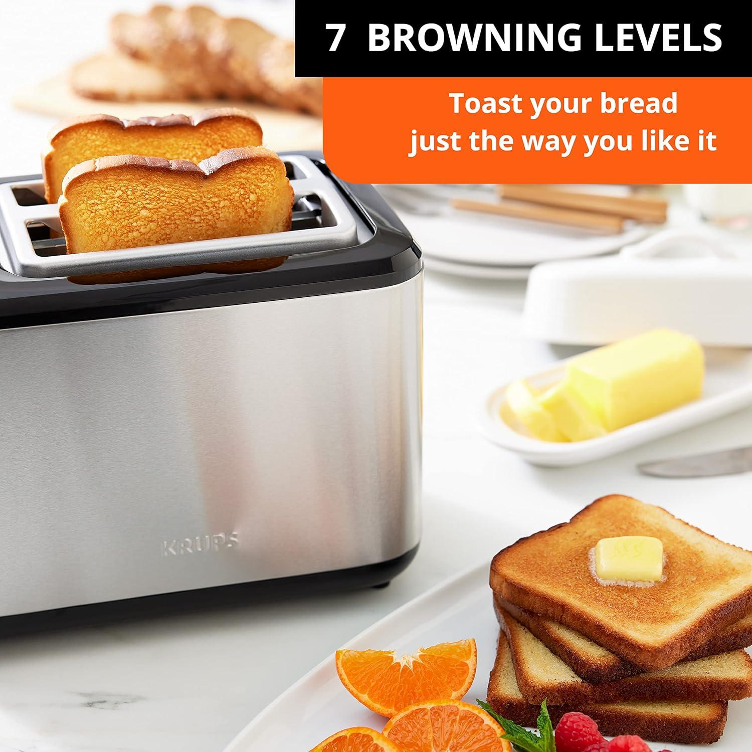 Tostadora KRUPS de 2 Rebanadas Acero Inoxidable 7 Niveles