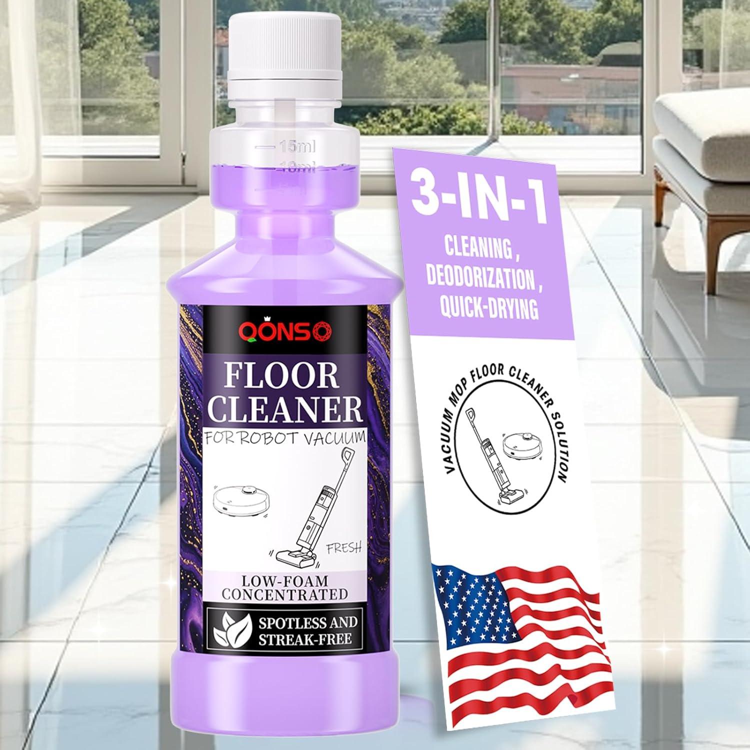 Low Foam Robot Vacuum Floor Cleaning Concentrate Solution Compatible for Roborock Q5 Max, Tineco, iFloor, 8.45 Fl Oz 250ml