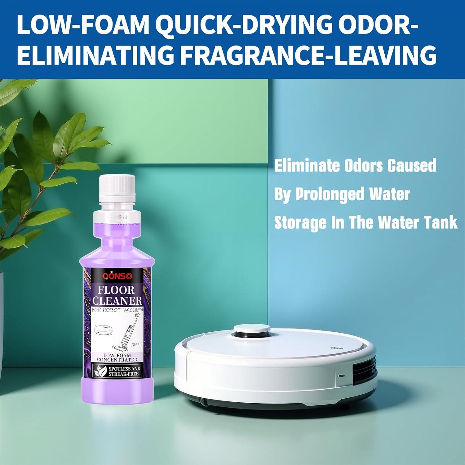 Low Foam Robot Vacuum Floor Cleaning Concentrate Solution Compatible for Roborock Q5 Max, Tineco, iFloor, 8.45 Fl Oz 250ml