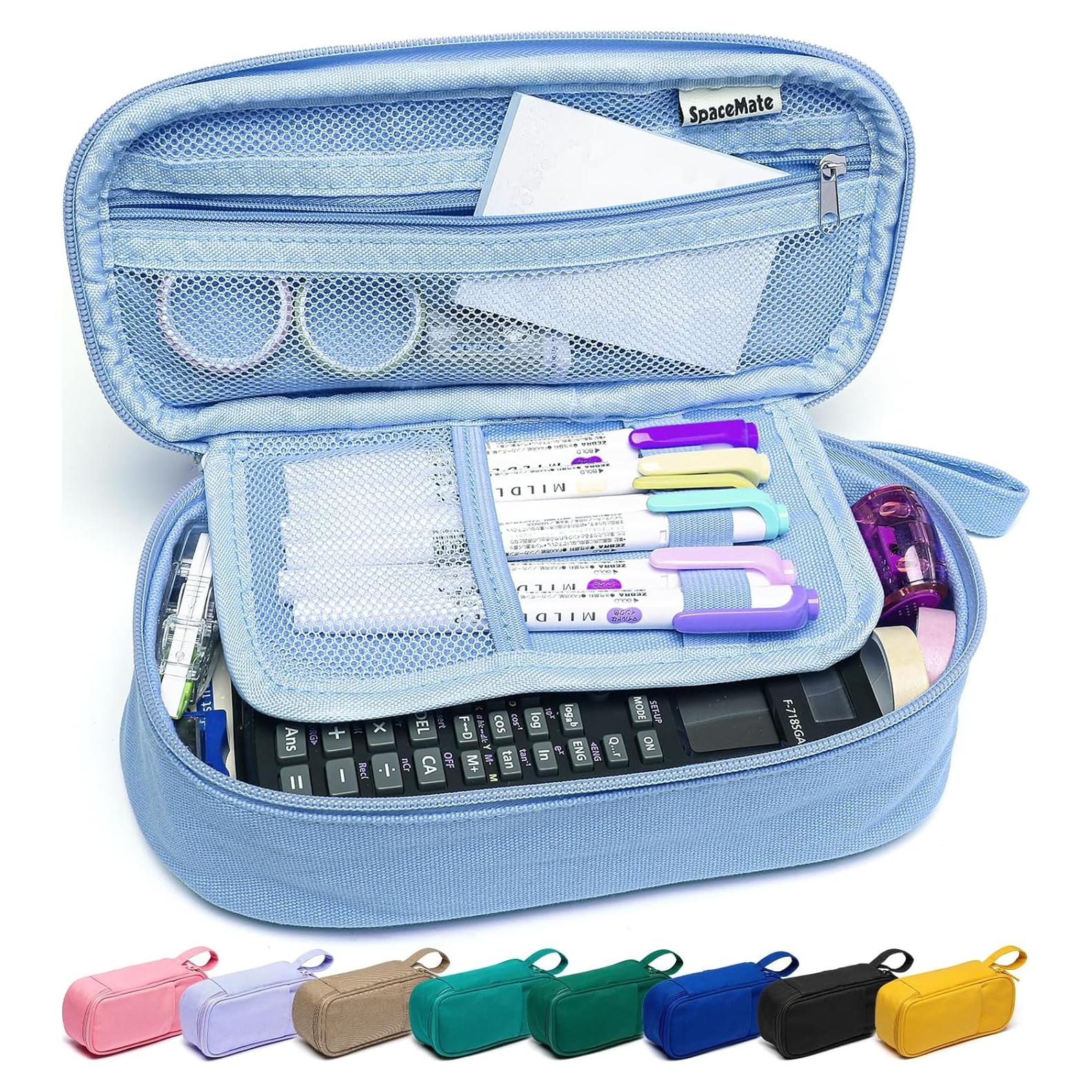 Funda de Lápices SPACEMATE Grande Lona Azul Claro 50-100 Lápices