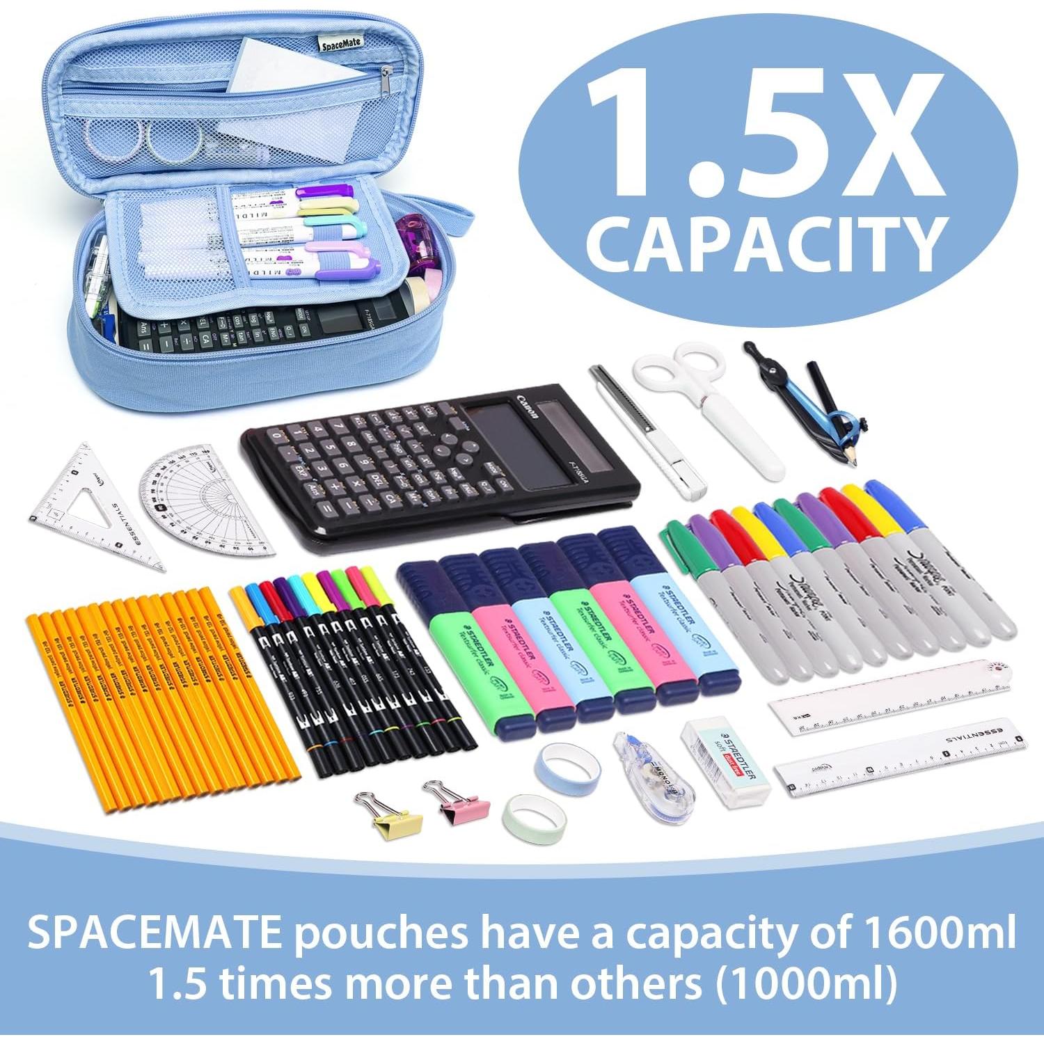 Funda de Lápices SPACEMATE Grande Lona Azul Claro 50-100 Lápices