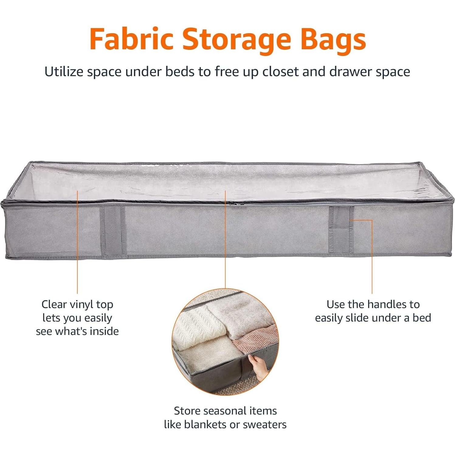 Contenedores de Almacenamiento Amazon Basics 2 Piezas 45.7x106.7 cm Gris