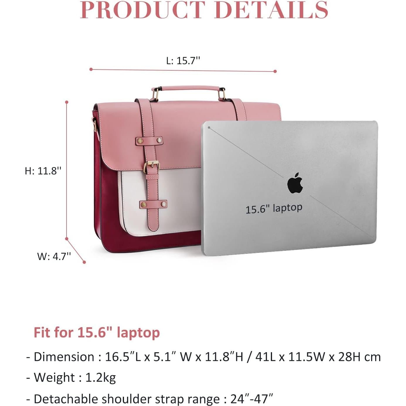 Bolsa para Laptop ECOSUSI Rosa 15.6" Cuero Vegano