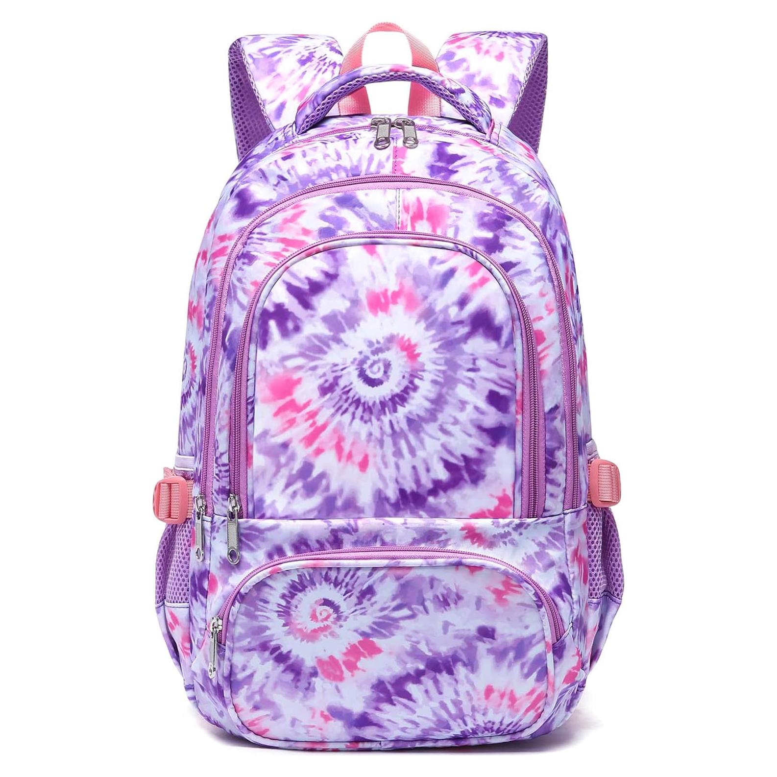 Mochila Escolar BLUEFAIRY para Niñas 25L Púrpura Tie-dye