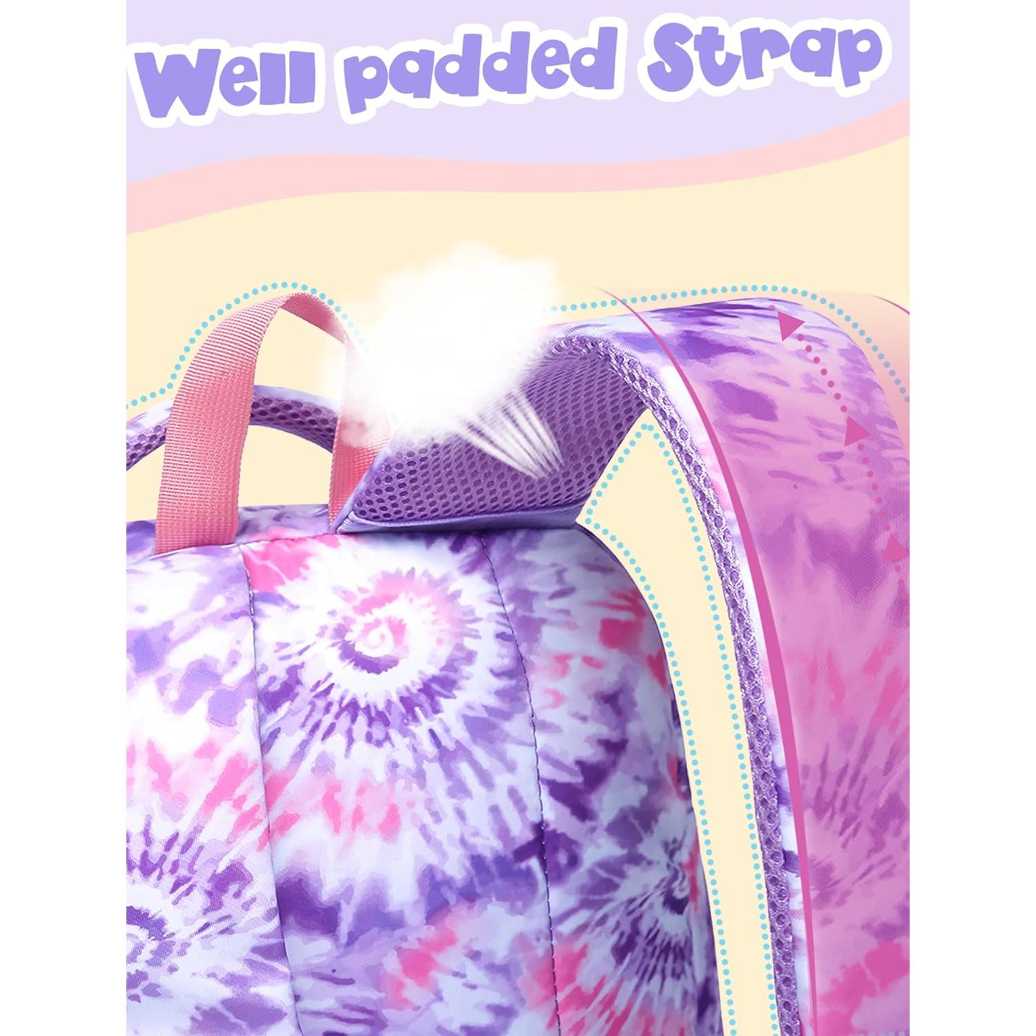 Mochila Escolar BLUEFAIRY para Niñas 25L Púrpura Tie-dye