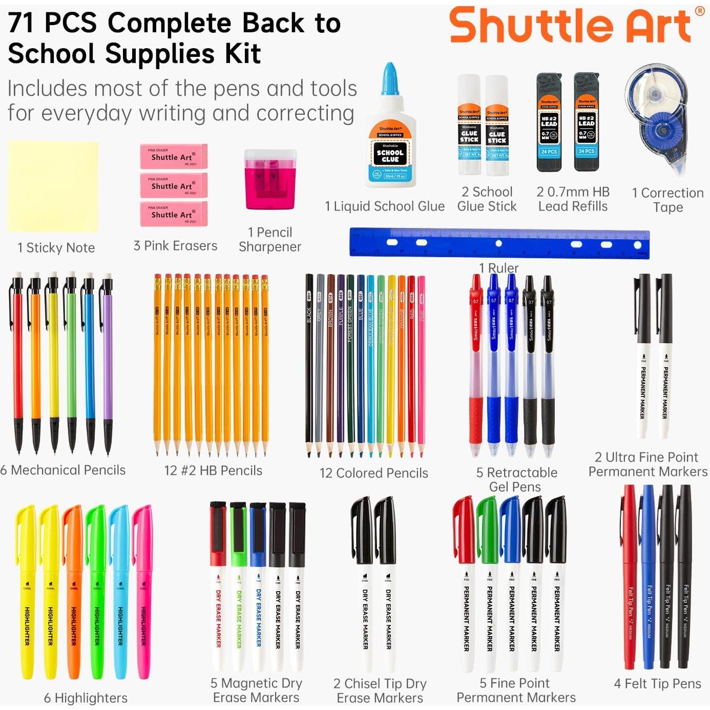 Kit Escolar 71 Piezas Shuttle Art para Regreso a Clases