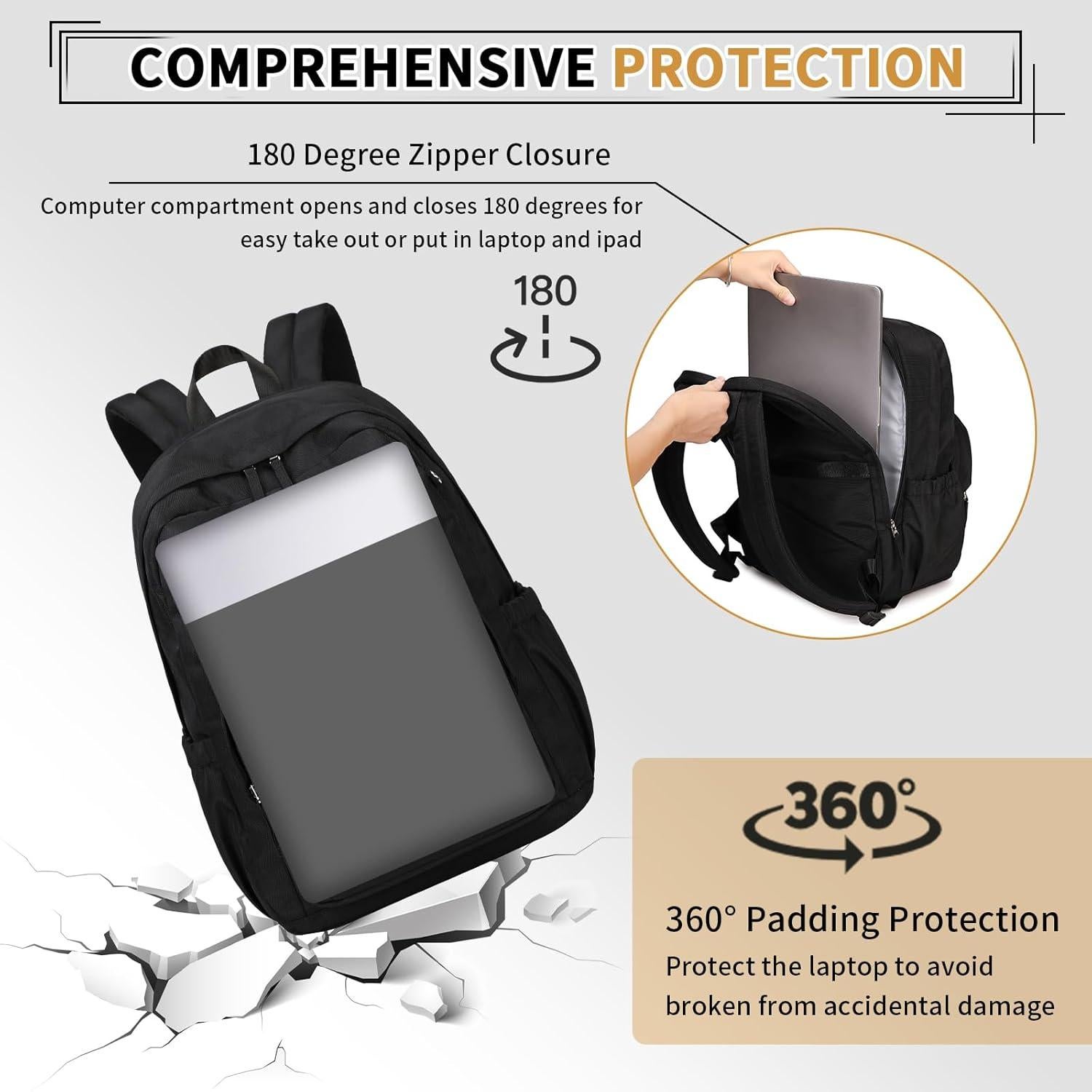 Mochila Escolar Grande Casual Negra 24L para Laptop 40.6cm