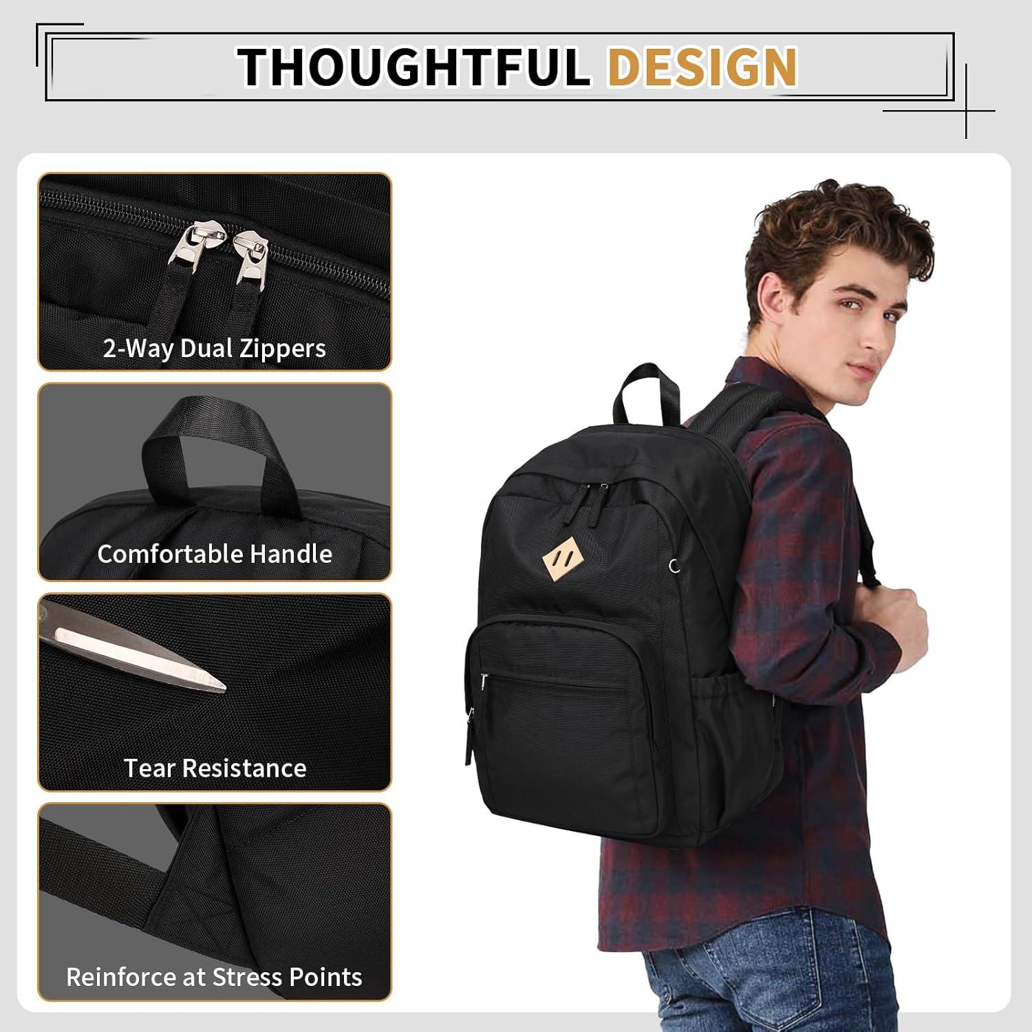 Mochila Escolar Grande Casual Negra 24L para Laptop 40.6cm